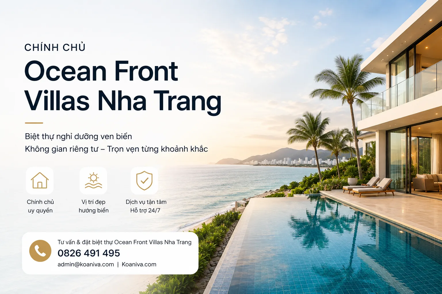 Chính chủ Ocean Front Villas Nha Trang – Thuê biệt thự nghỉ dưỡng cao cấp, minh bạch và an tâm cùng Koaniva
