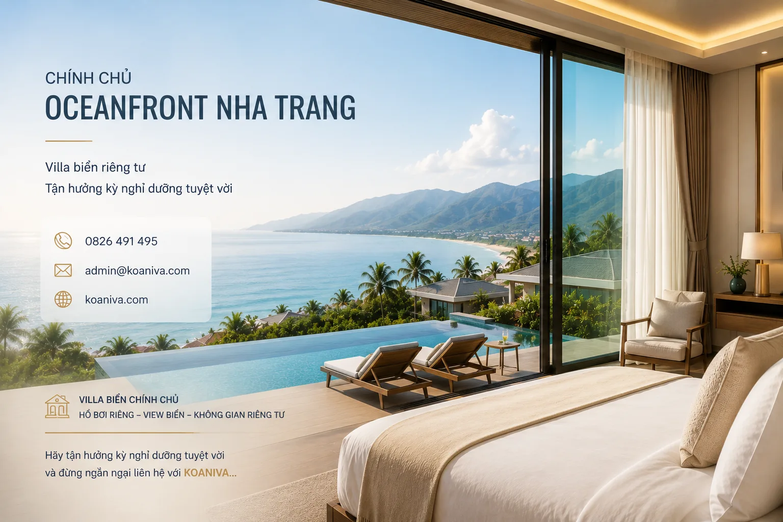 Chính chủ Oceanfront Nha Trang – Thuê biệt thự nghỉ dưỡng ven biển uy tín, giá minh bạch cùng Koaniva