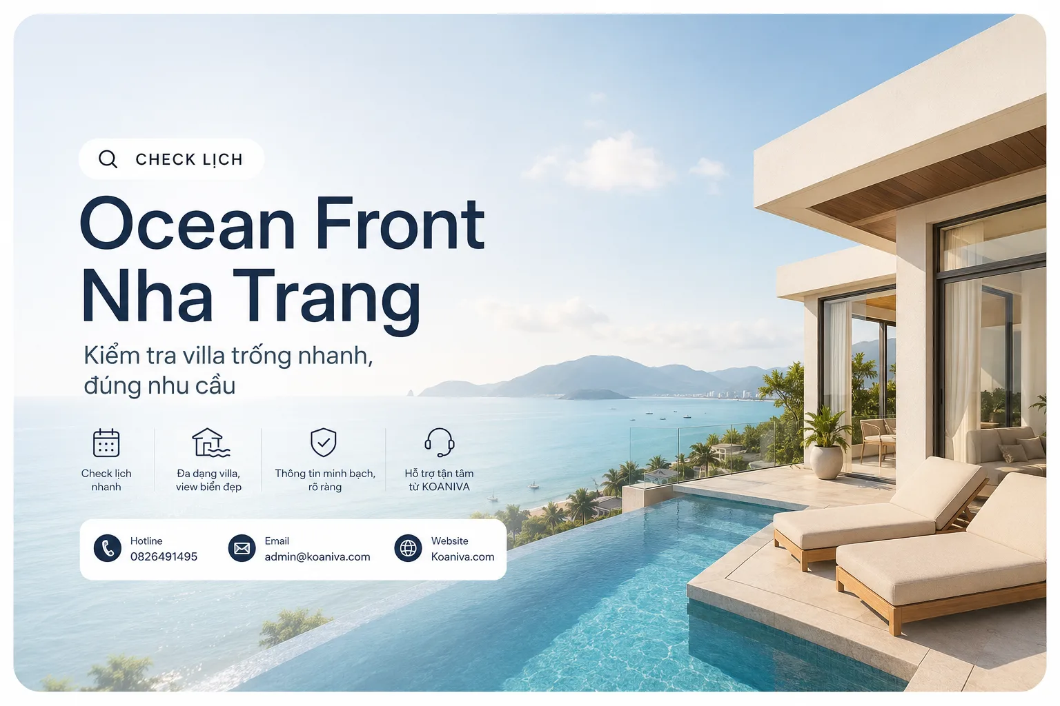 Check lịch Ocean Front Nha Trang: Kiểm tra villa trống nhanh và đúng nhu cầu