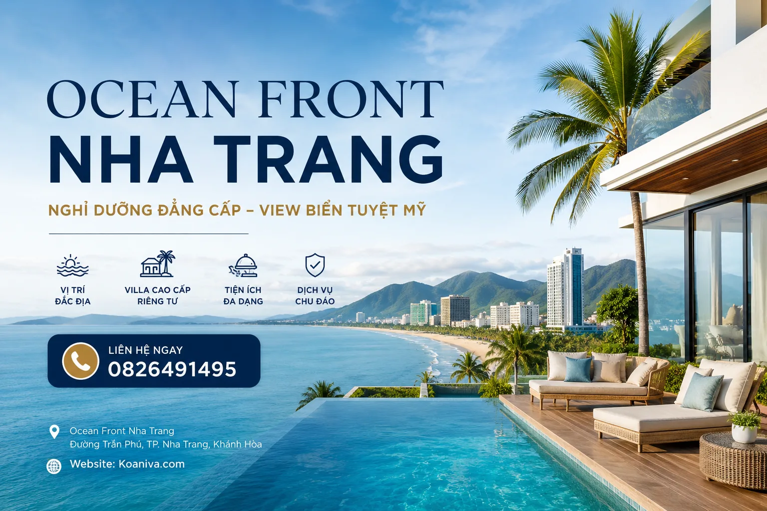 Ocean Front Nha Trang số điện thoại: Hotline tư vấn, kiểm tra lịch và đặt villa