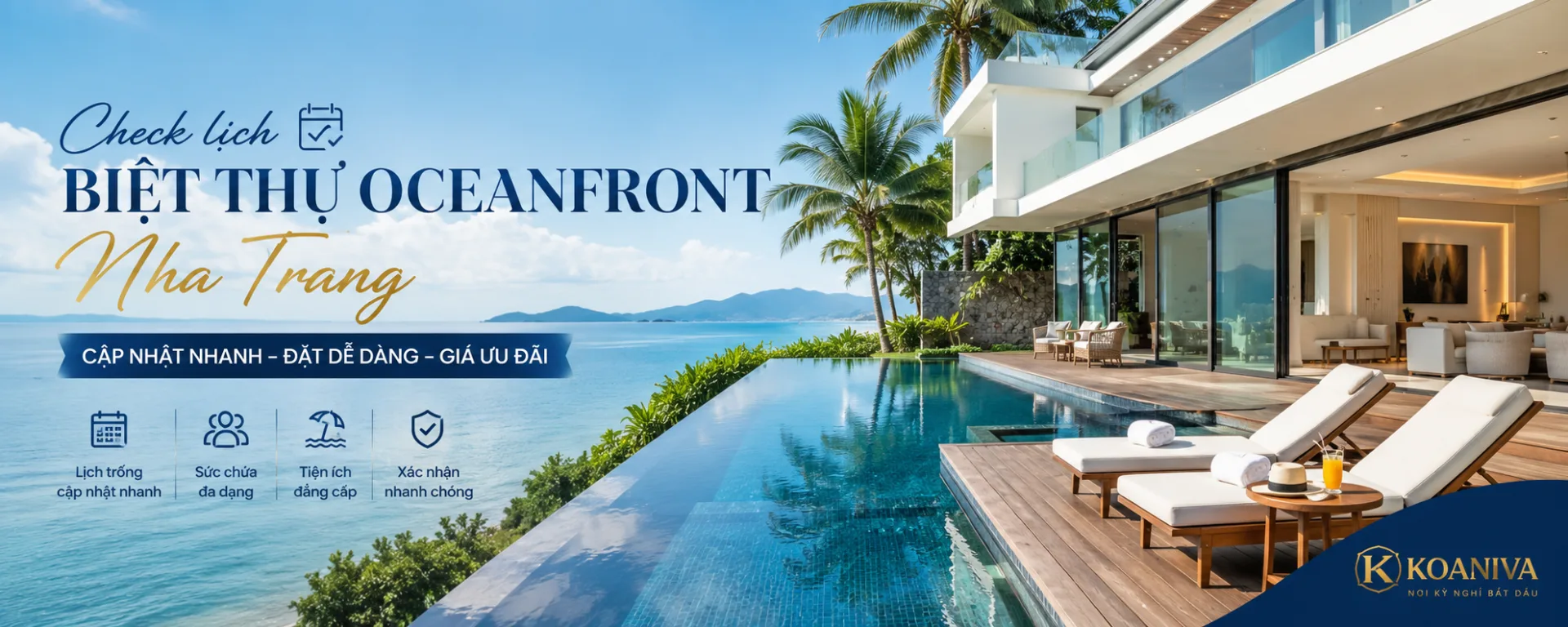 Check lịch biệt thự Oceanfront Nha Trang: Cách kiểm tra căn trống, giá và điều kiện đặt