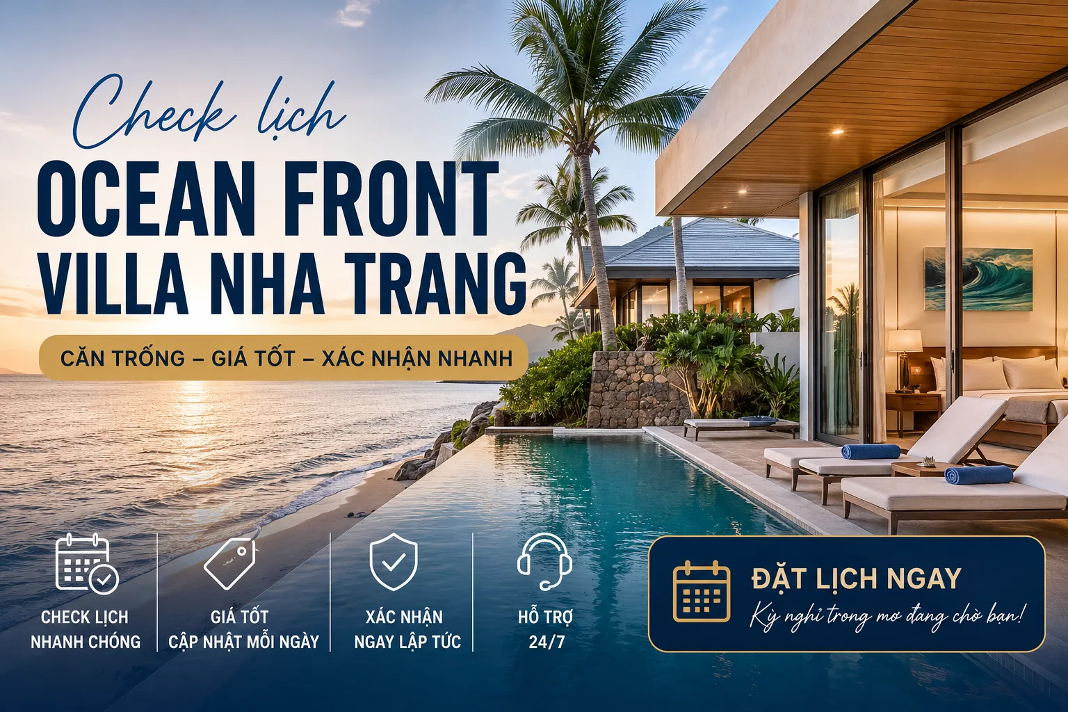Check lịch Ocean Front villa Nha Trang: Cách xem lịch trống, giá và chọn đúng căn