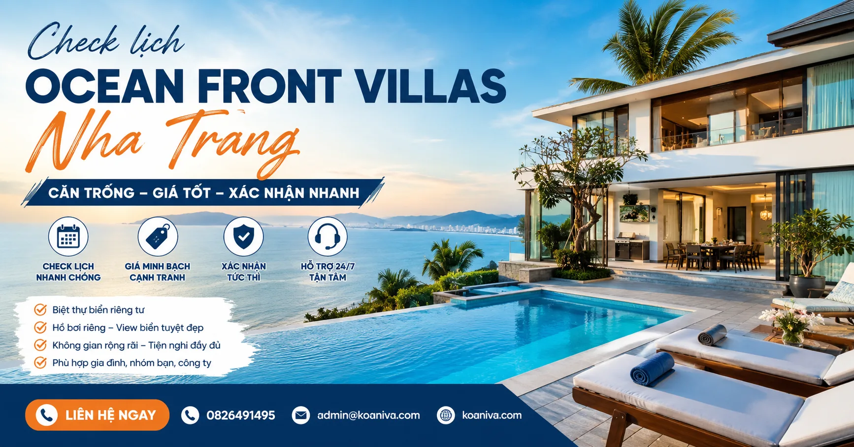 Check lịch Ocean Front Villas Nha Trang: cách kiểm tra lịch trống, giá và cách đặt phù hợp