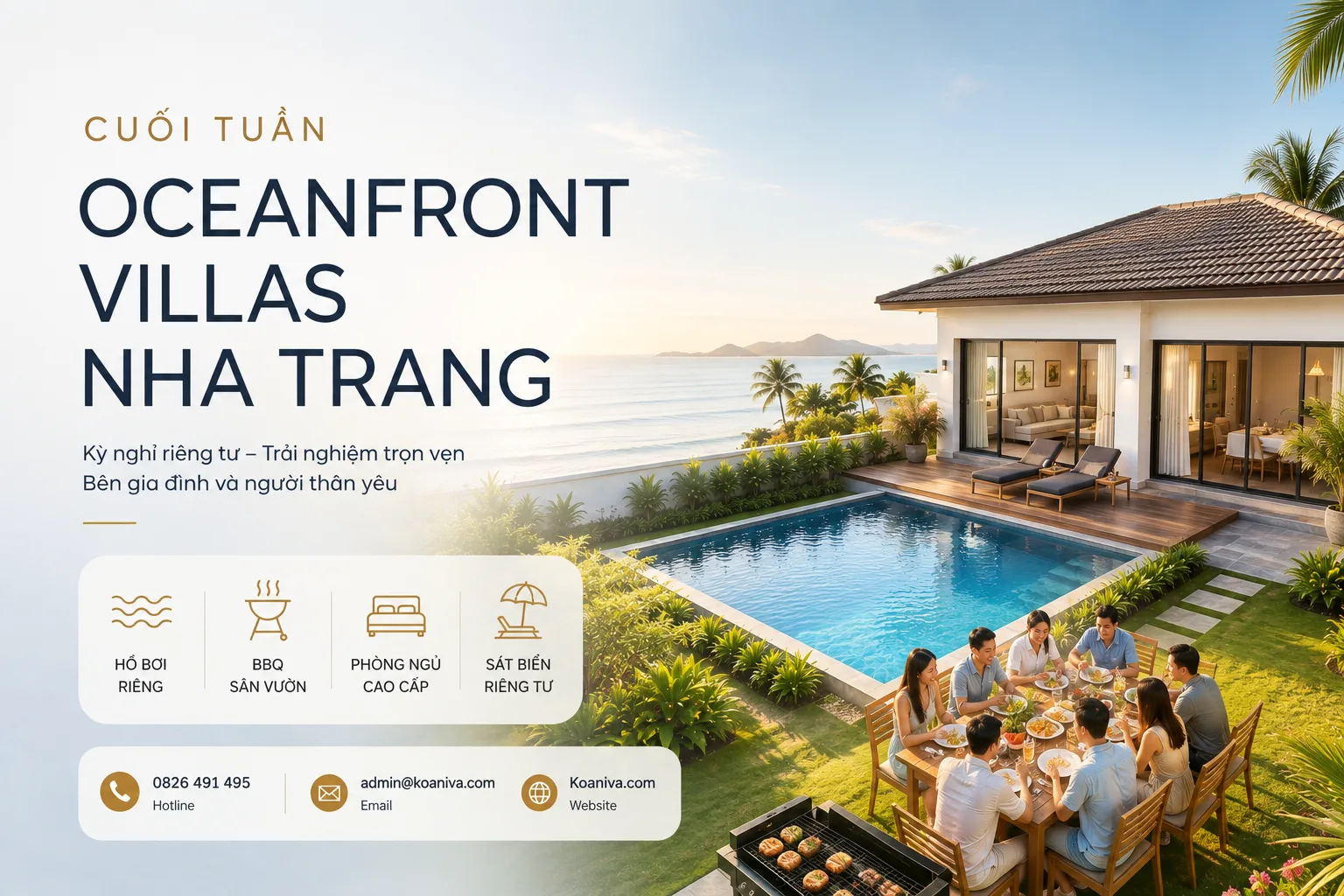 Cuối tuần villa Oceanfront Nha Trang – Không gian nghỉ dưỡng riêng tư bên biển