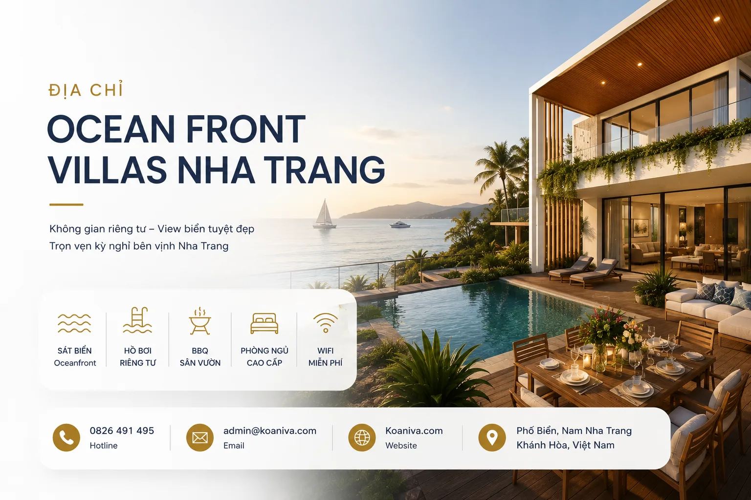 Địa chỉ Ocean Front Villas Nha Trang: Vị trí, giá thuê, review và kinh nghiệm đặt villa