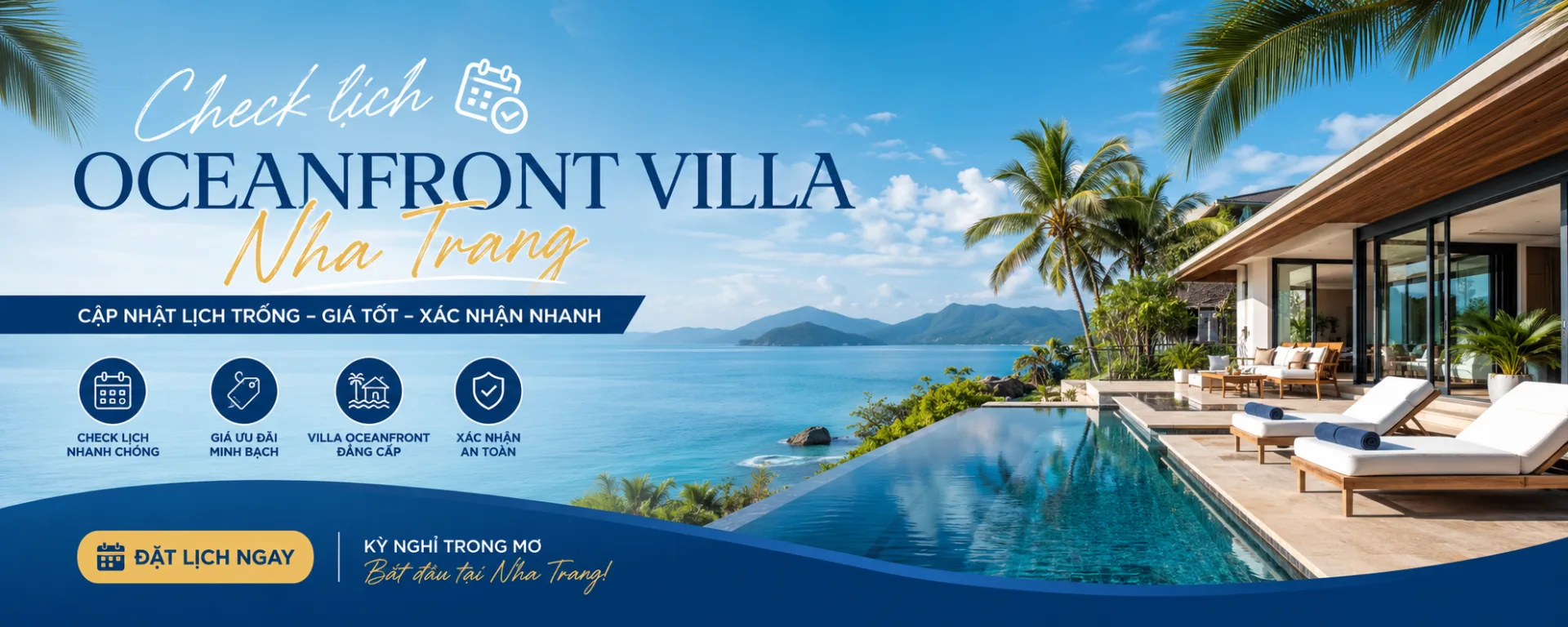 Check lịch Oceanfront villa Nha Trang: hướng dẫn kiểm tra căn trống, giá và điều kiện đặt