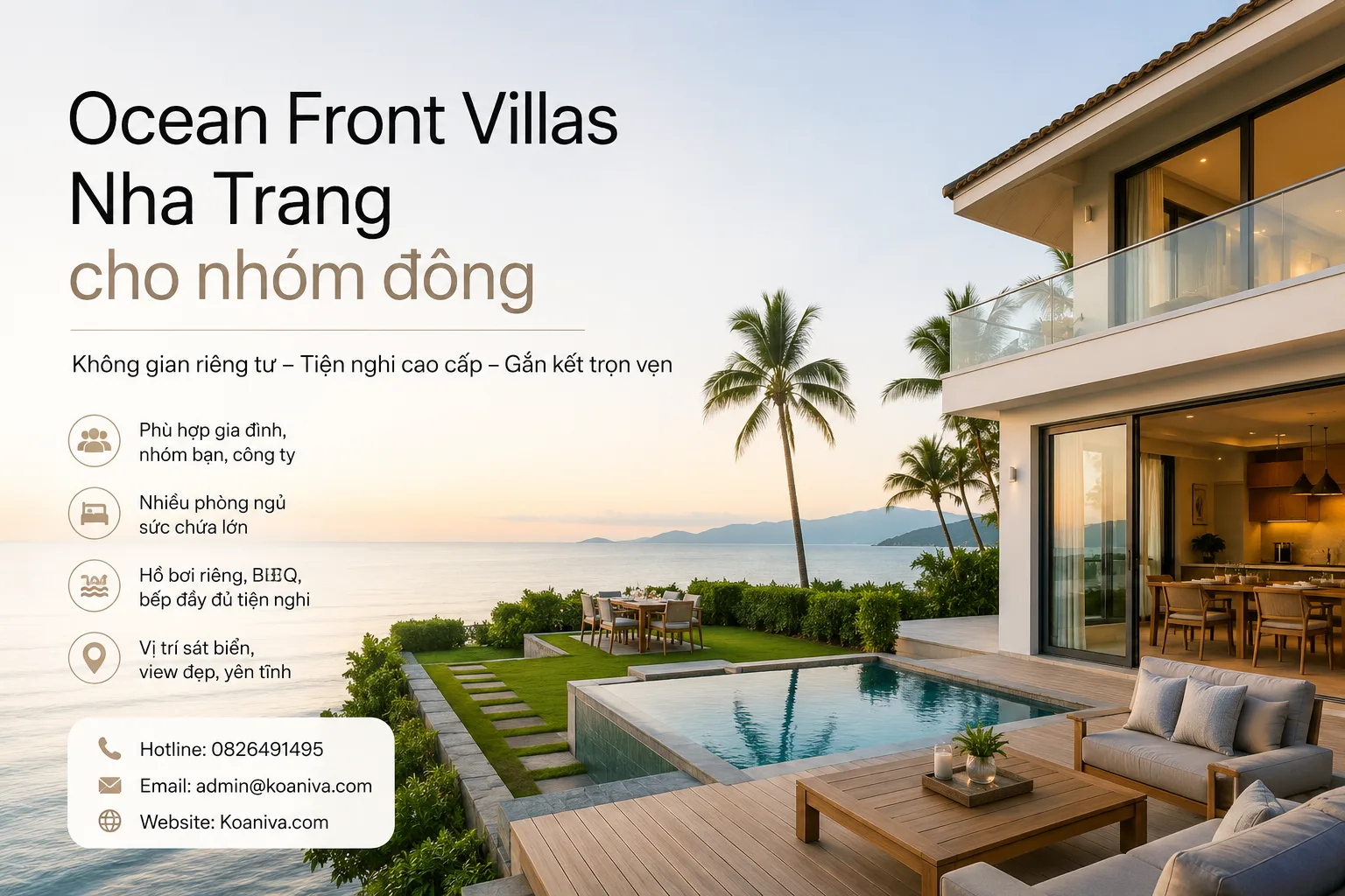 Ocean Front Villas Nha Trang cho nhóm đông – Giải pháp nghỉ dưỡng riêng tư, tiện nghi và tiết kiệm cho mọi đoàn khách