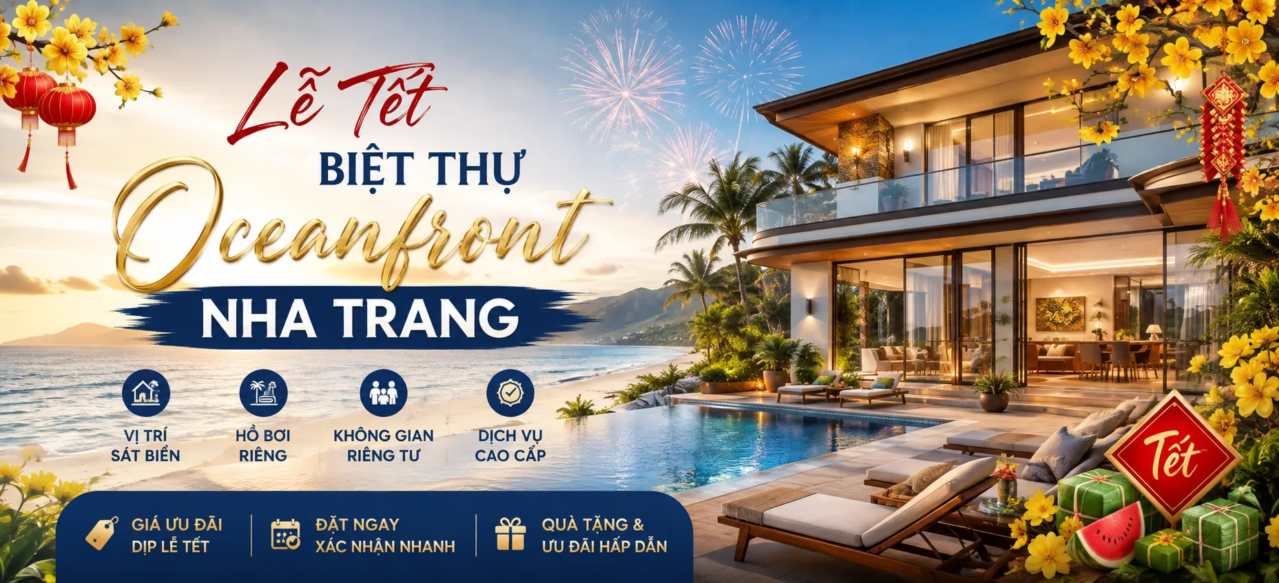 Lễ Tết biệt thự Oceanfront Nha Trang: giá, review và kinh nghiệm đặt căn