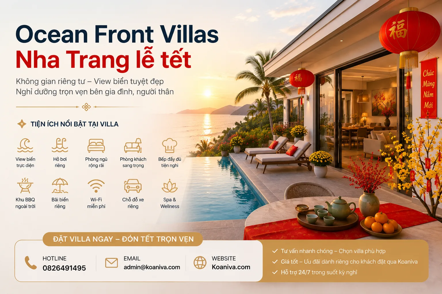 Ocean Front Villas Nha Trang lễ Tết – Kinh nghiệm đặt villa, giá tham khảo và lựa chọn nghỉ dưỡng cùng Koaniva