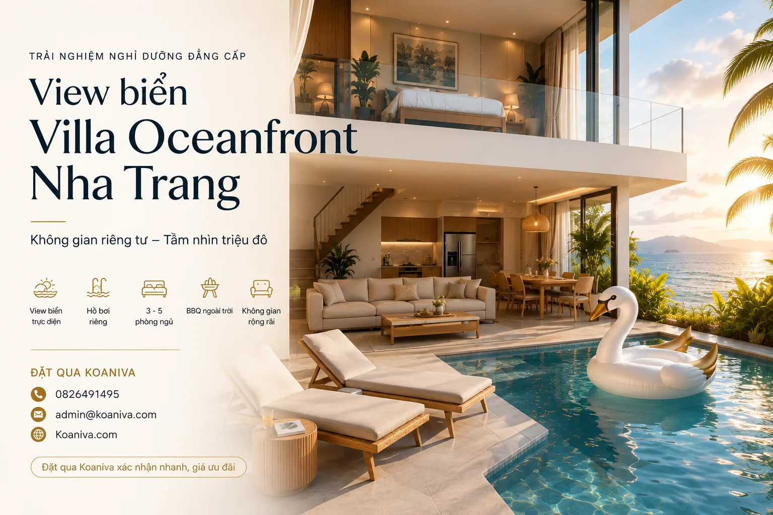 View biển Villa Oceanfront Nha Trang – Trải nghiệm nghỉ dưỡng đẳng cấp với tầm nhìn triệu đô