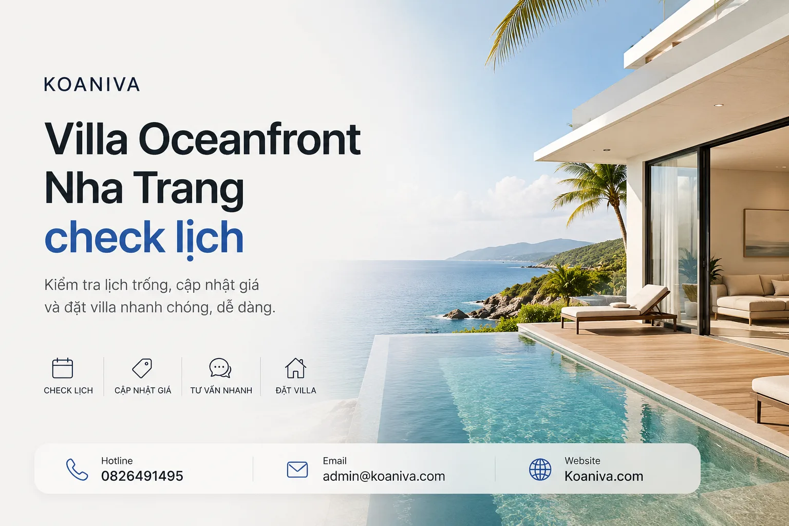 Villa Oceanfront Nha Trang check lịch: Cách kiểm tra lịch trống, giá và đặt villa nhanh chóng
