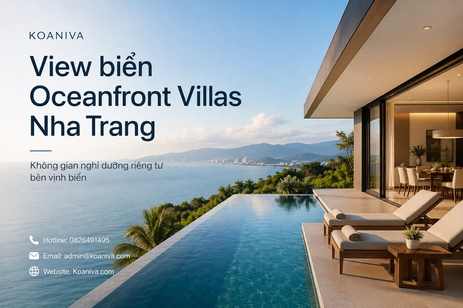 View biển Oceanfront Villas Nha Trang | Đặt qua Koaniva xác nhận nhanh, giá ưu đãi