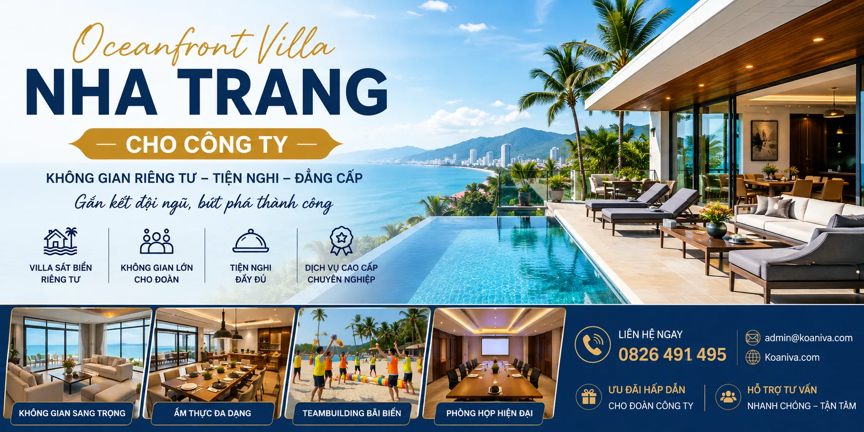 Oceanfront villa Nha Trang cho công ty