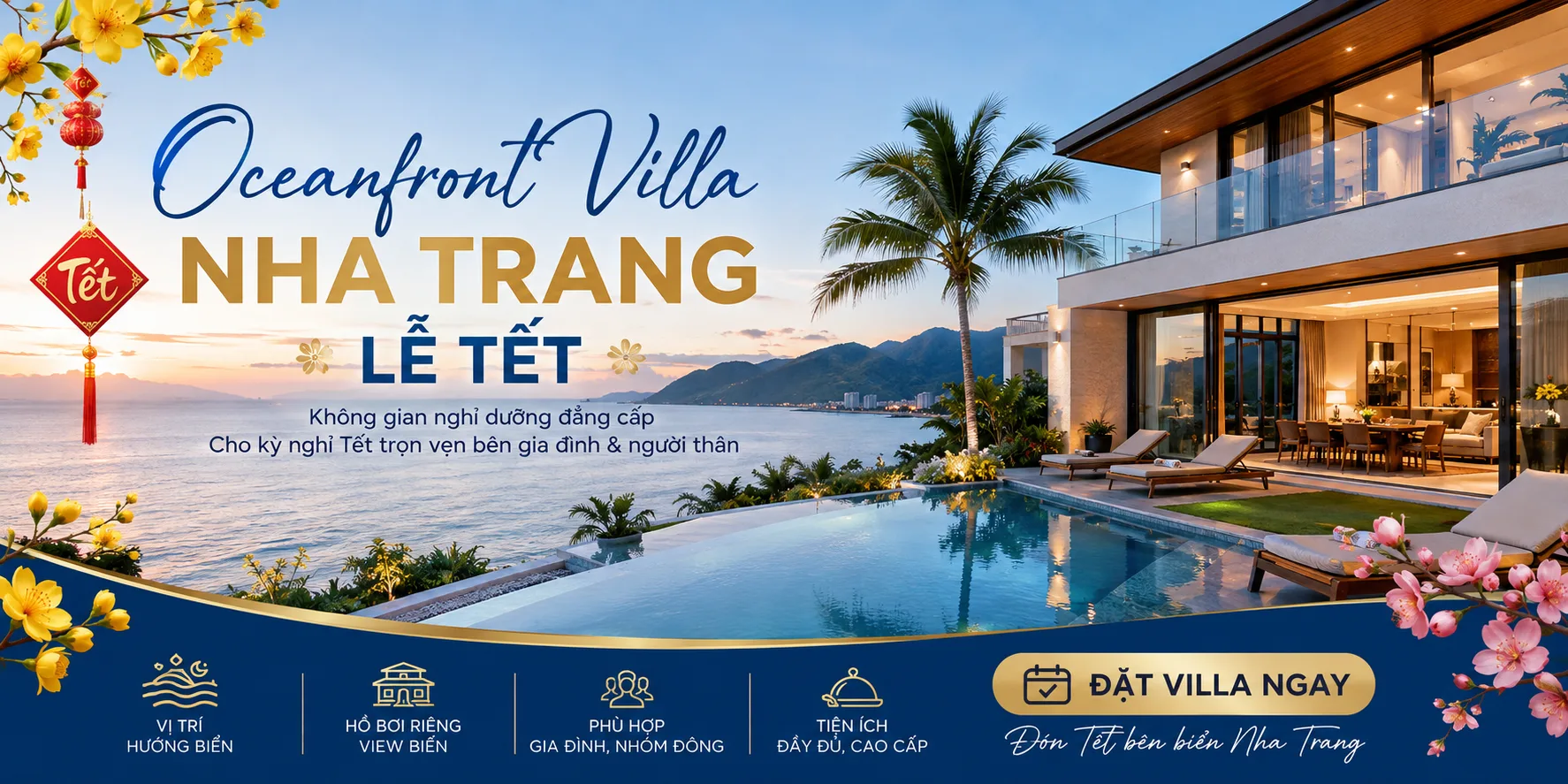 Oceanfront villa Nha Trang lễ tết: Kinh nghiệm chọn căn, kiểm tra giá và đặt phòng