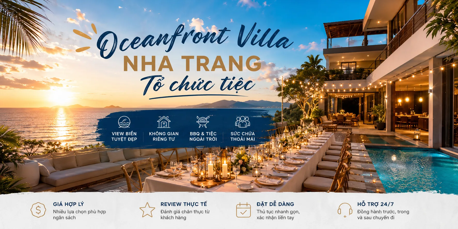 Oceanfront villa Nha Trang tổ chức tiệc: Kinh nghiệm chọn villa và lên kế hoạch
