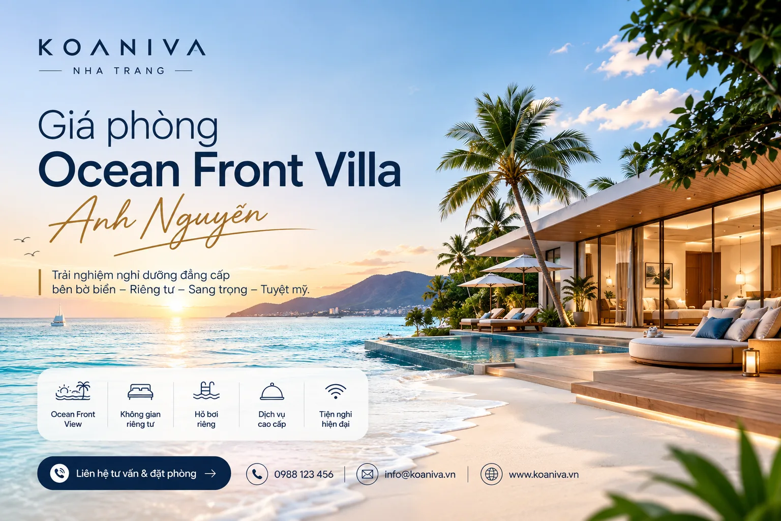 Giá phòng Ocean Front Villa Anh Nguyễn mới nhất 2026 | Review chi tiết, bảng giá và kinh nghiệm đặt phòng cùng Koaniva