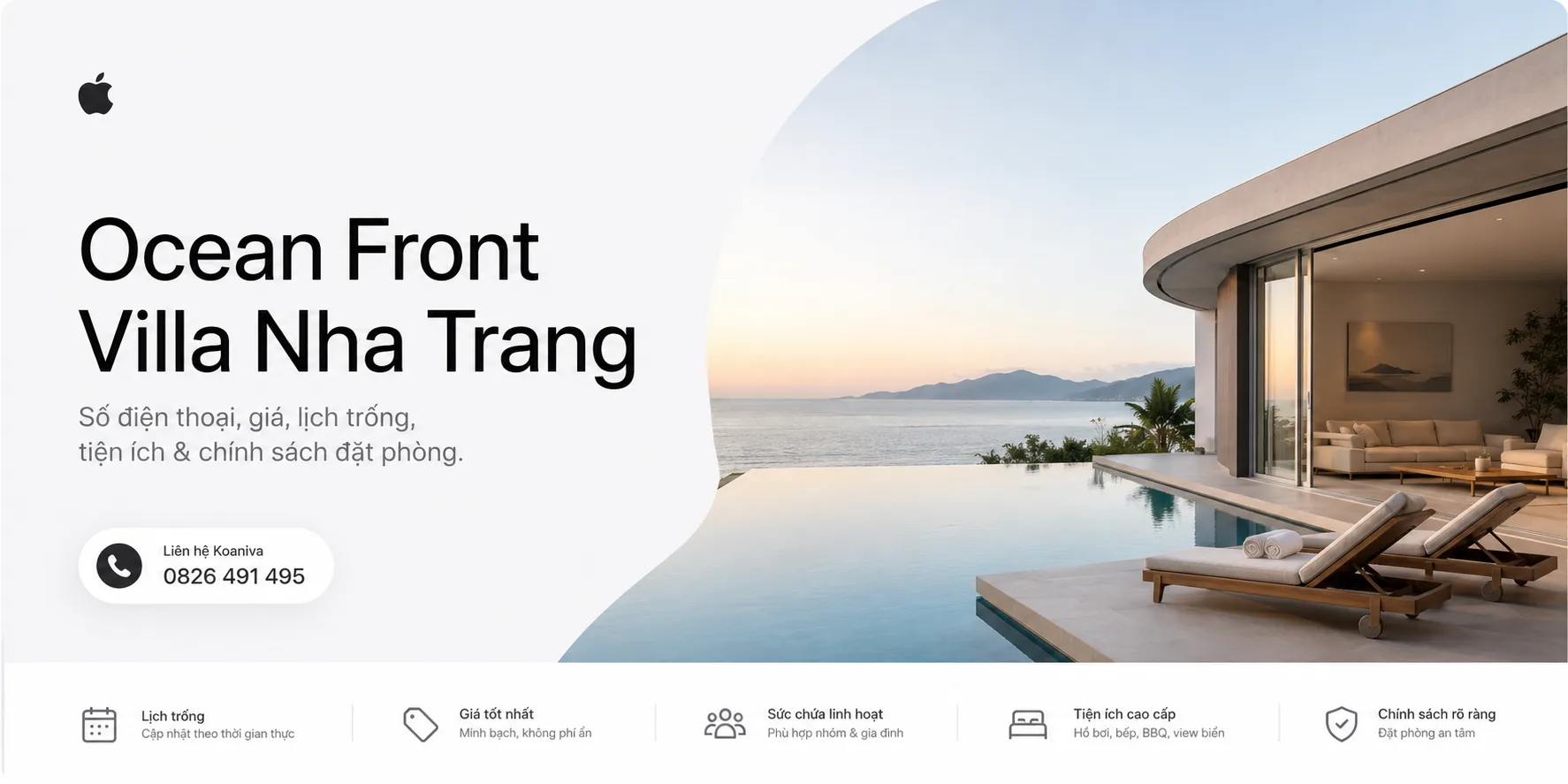 Số điện thoại Ocean Front villa Nha Trang: Cách liên hệ, kiểm tra giá và đặt đúng căn