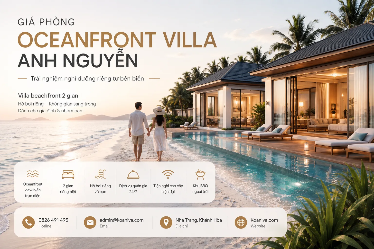 Giá phòng Oceanfront Villa Anh Nguyễn: Review không gian, tiện ích và kinh nghiệm đặt villa