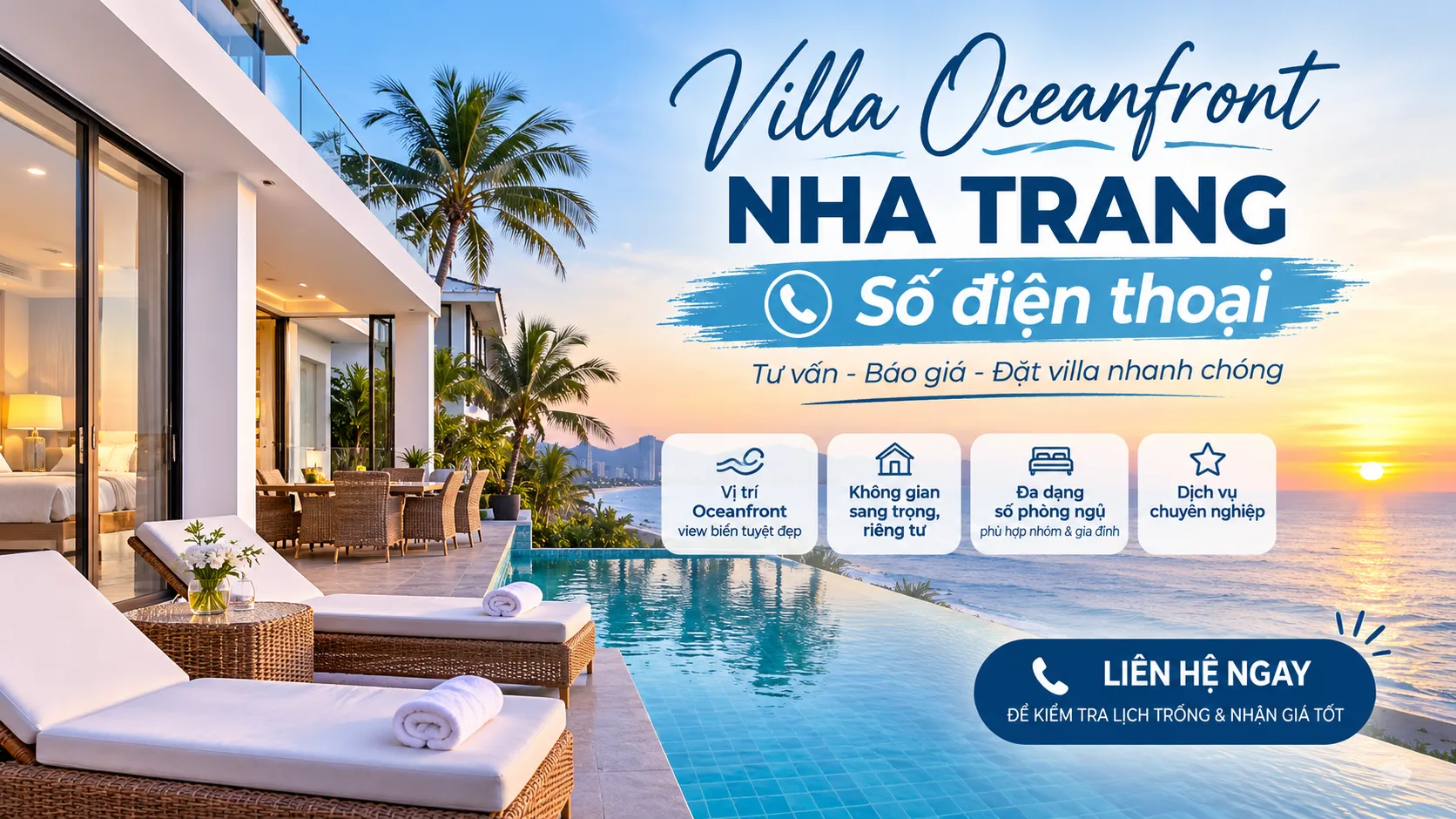 Villa Oceanfront Nha Trang số điện thoại: cách liên hệ, kiểm tra giá và đặt đúng căn