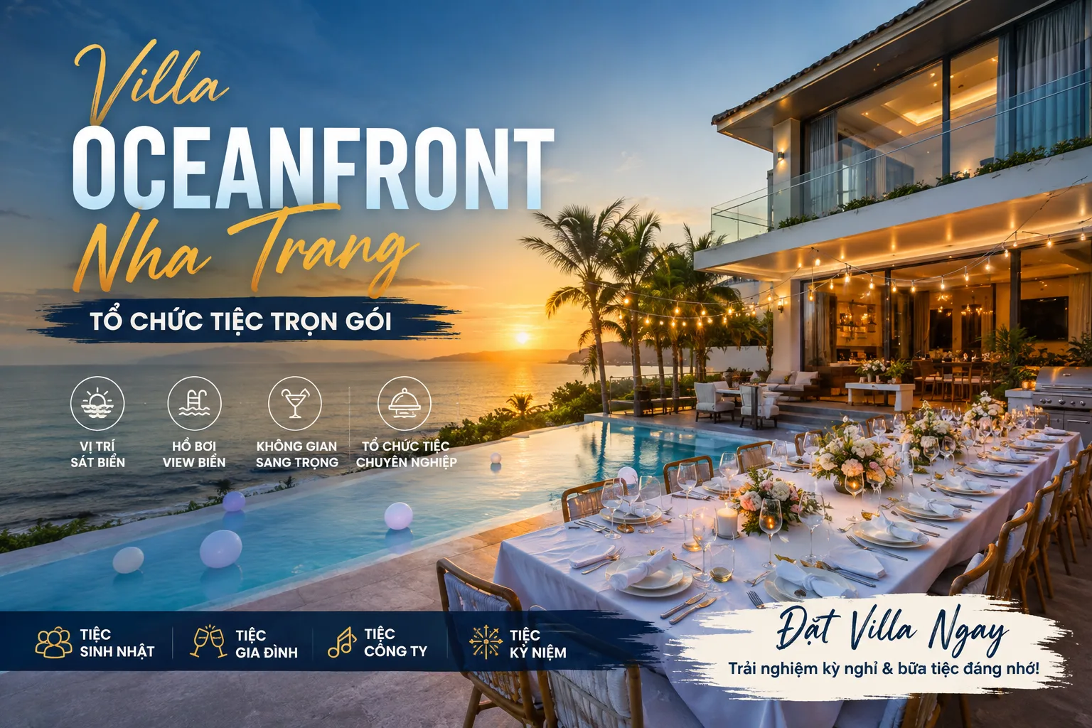 Villa Oceanfront Nha Trang tổ chức tiệc: kinh nghiệm chọn căn, chi phí và lưu ý trước khi đặt