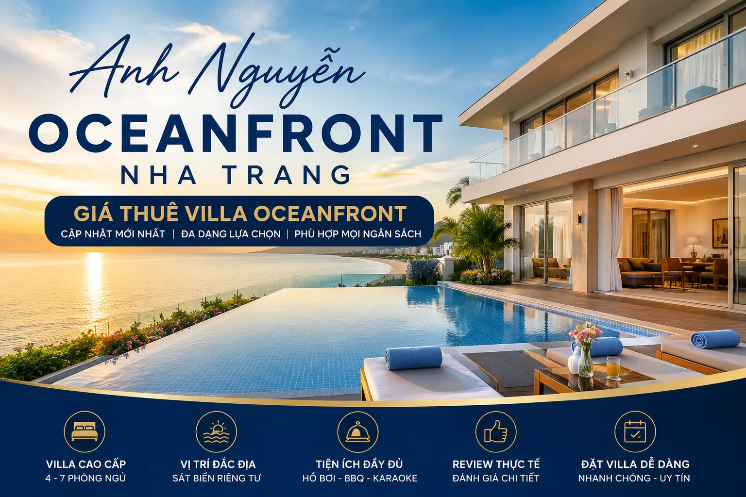 Anh Nguyễn Oceanfront Nha Trang giá thuê: Bảng giá, review và kinh nghiệm đặt villa