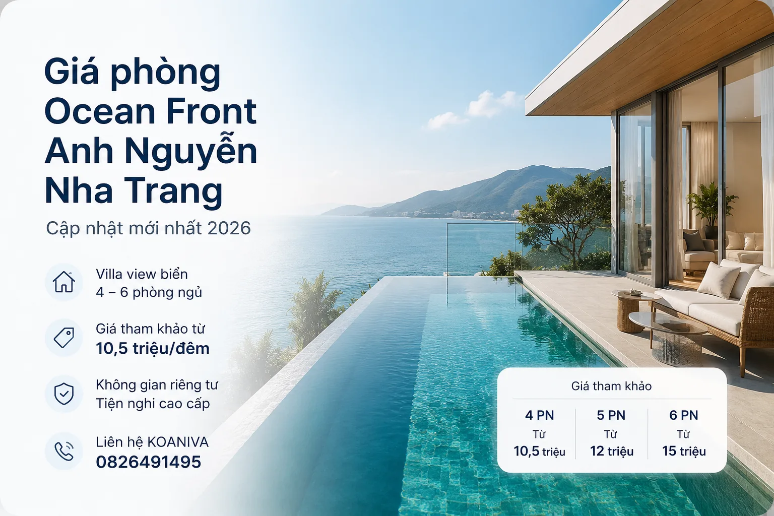 Giá phòng Ocean Front Anh Nguyễn Nha Trang 2026: Bảng giá villa và kinh nghiệm chọn căn