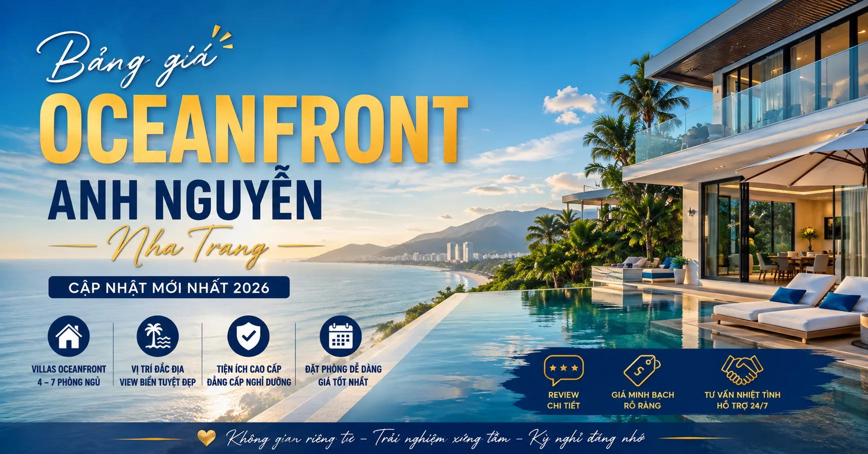 Bảng giá Oceanfront Anh Nguyễn Nha Trang 2026: Giá villa, review và kinh nghiệm đặt