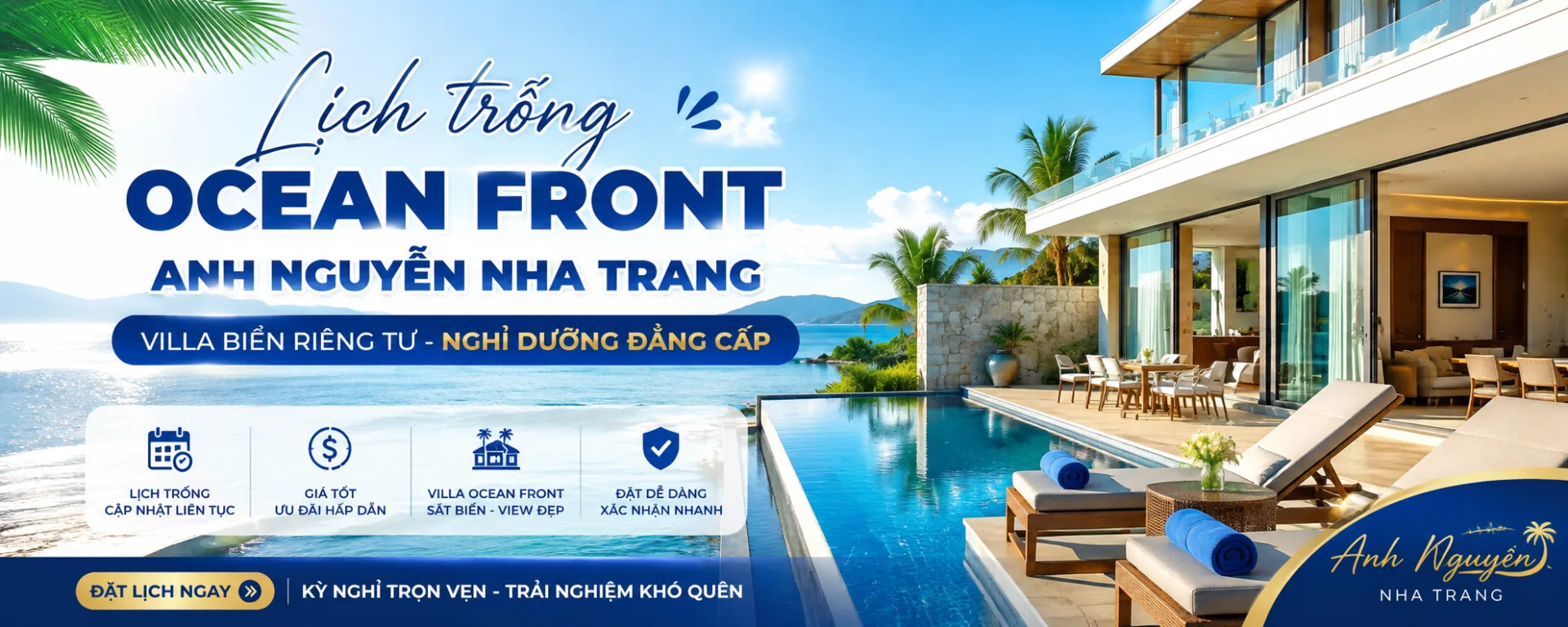 Lịch trống Ocean Front Anh Nguyễn Nha Trang: cách kiểm tra villa còn phòng và giá theo ngày