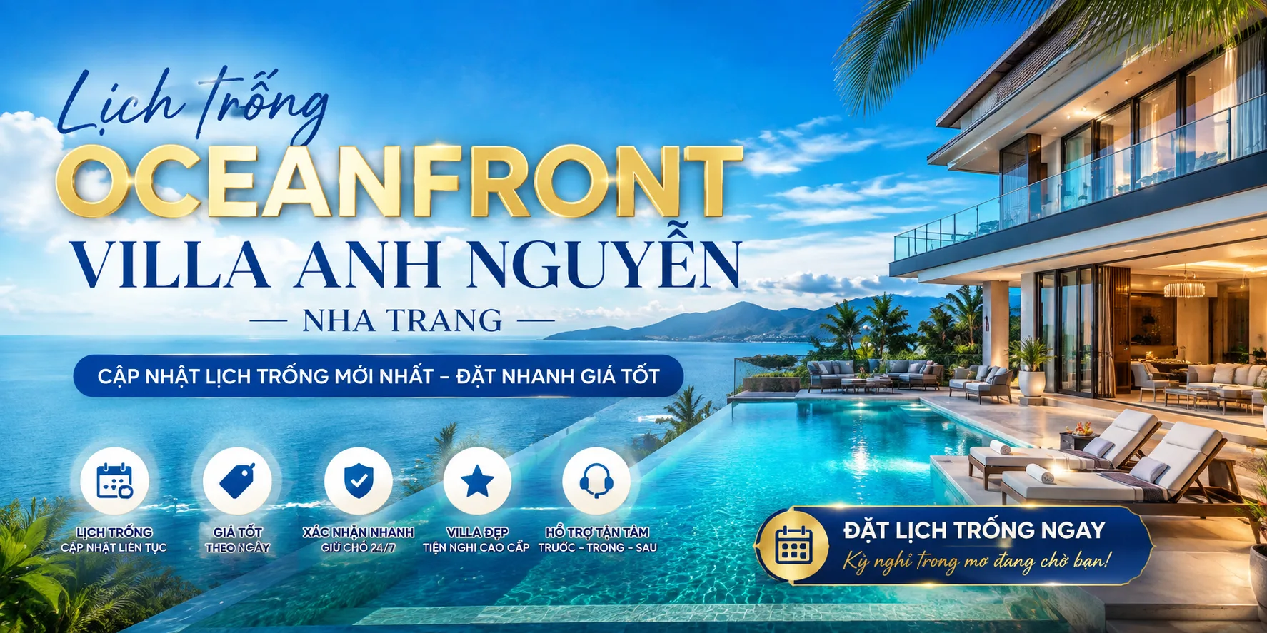 Lịch trống Oceanfront villa Anh Nguyễn: Cách kiểm tra căn còn, giá và chọn villa phù hợp