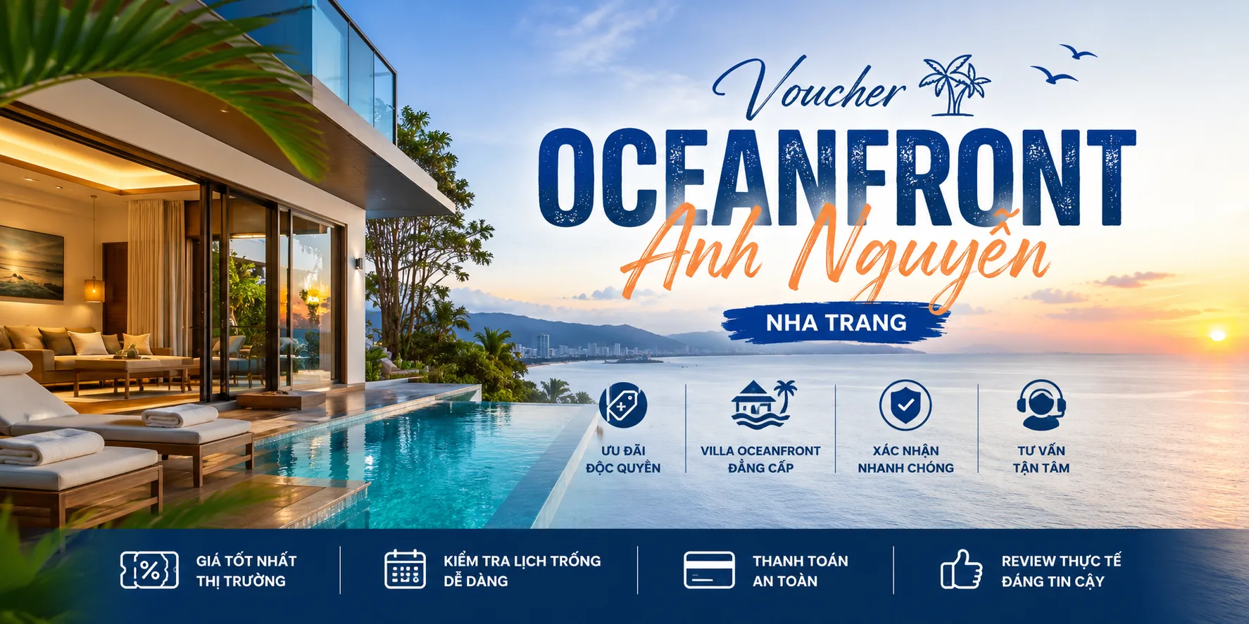 Oceanfront Anh Nguyễn Nha Trang voucher: Cách kiểm tra ưu đãi, giá và đặt villa