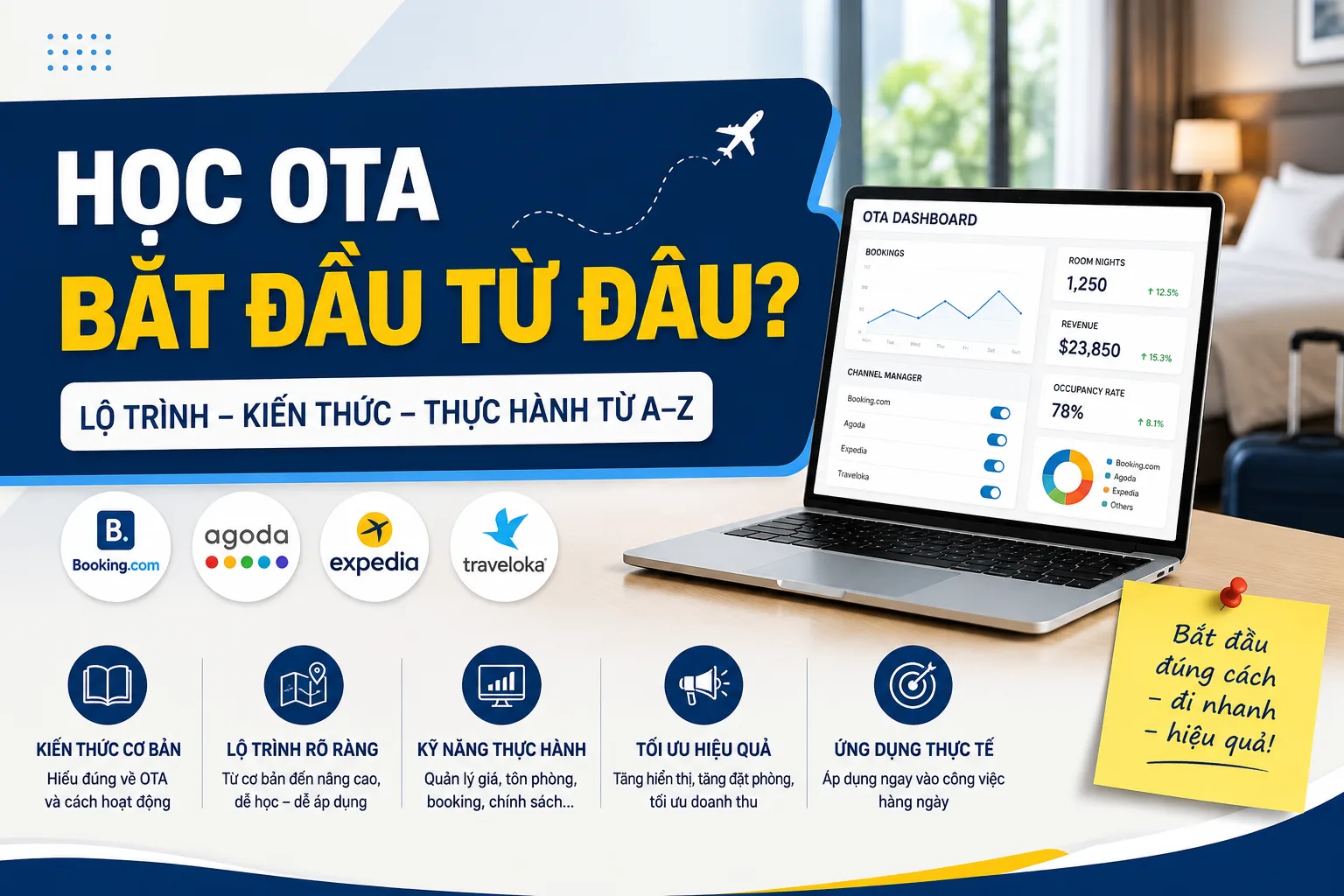 Học OTA bắt đầu từ đâu? Lộ trình từ nền tảng đến thực hành vận hành khách sạn