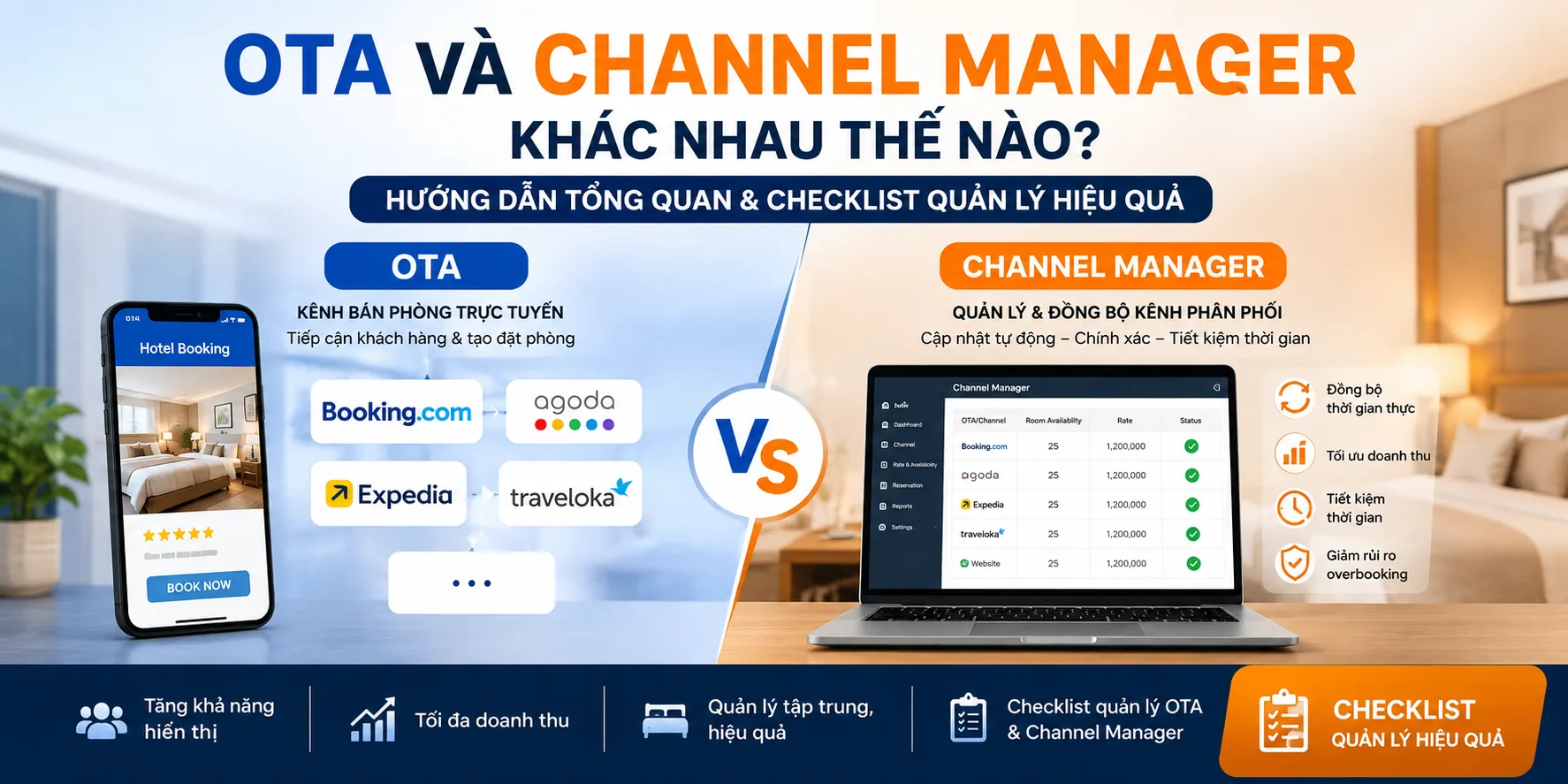 OTA và Channel Manager khác nhau thế nào? Hiểu đúng để vận hành khách sạn hiệu quả