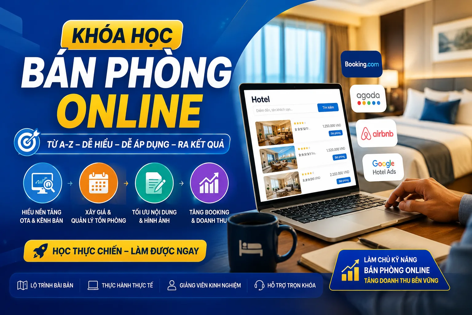 Khóa học bán phòng online: lộ trình học và thực hành từ nền tảng đến vận hành