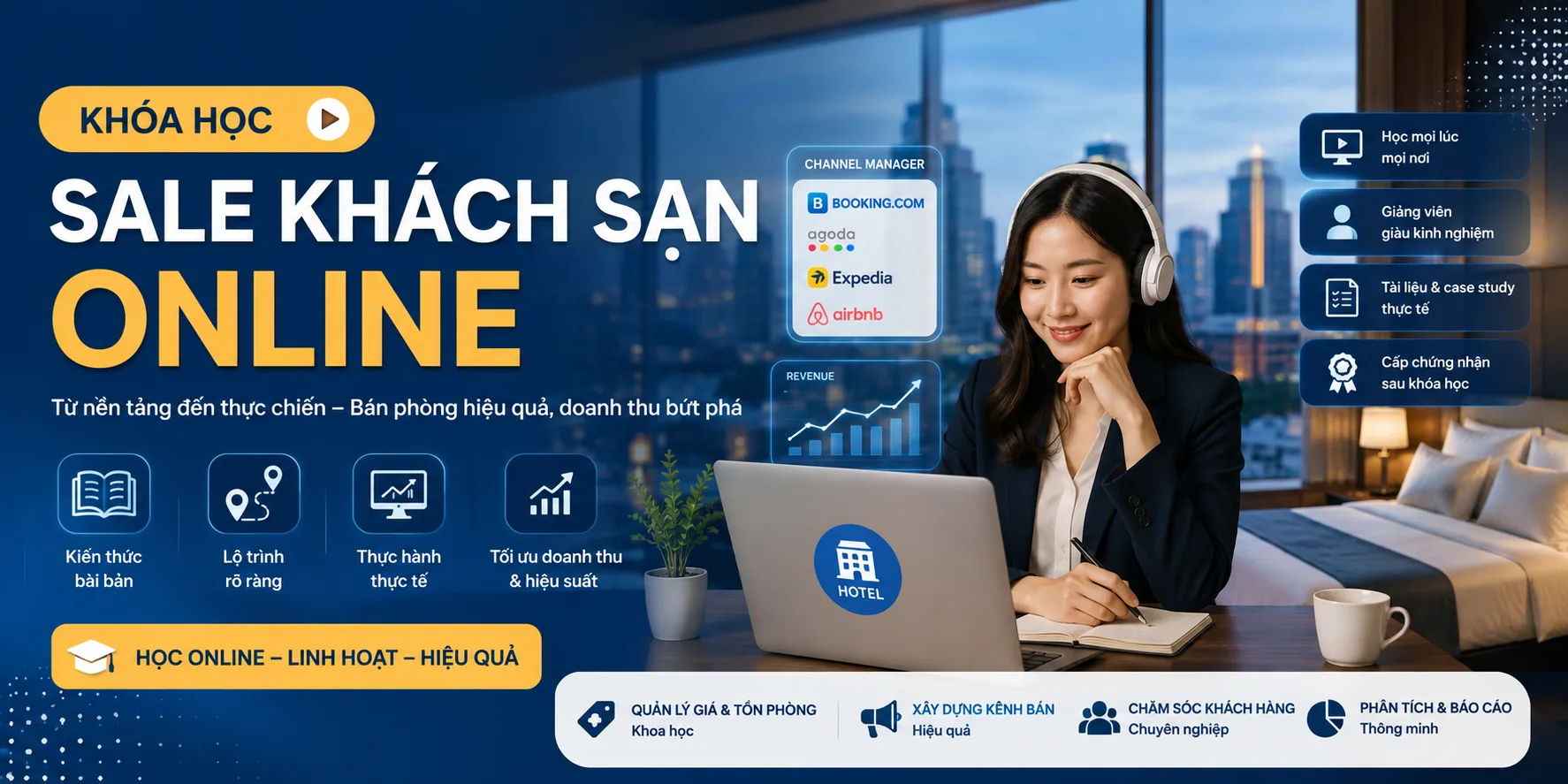 Khóa học sale khách sạn online: lộ trình từ nền tảng đến thực hành vận hành kênh bán