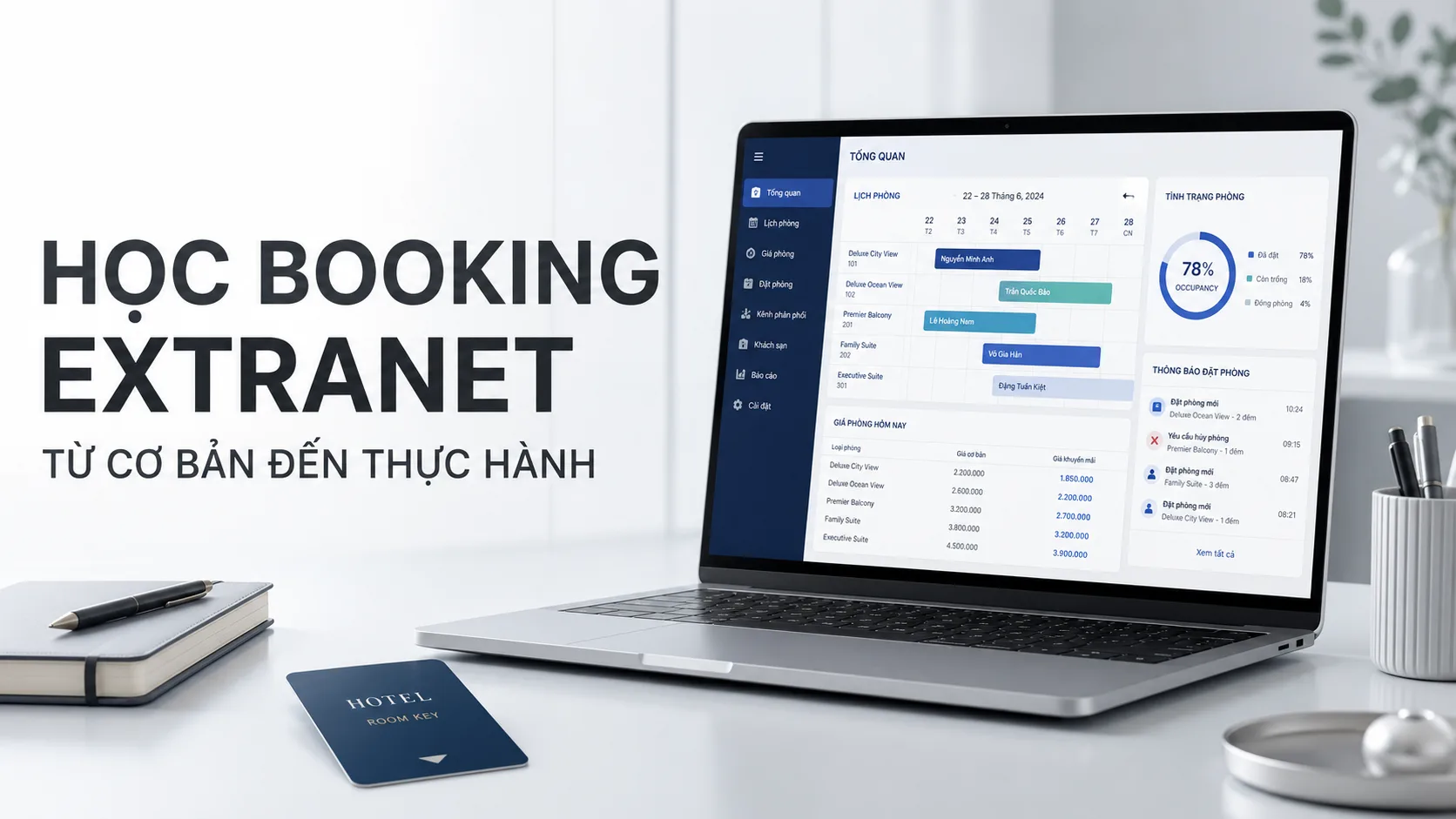 Học Booking Extranet: Lộ trình thực hành quản lý phòng, giá và đặt chỗ