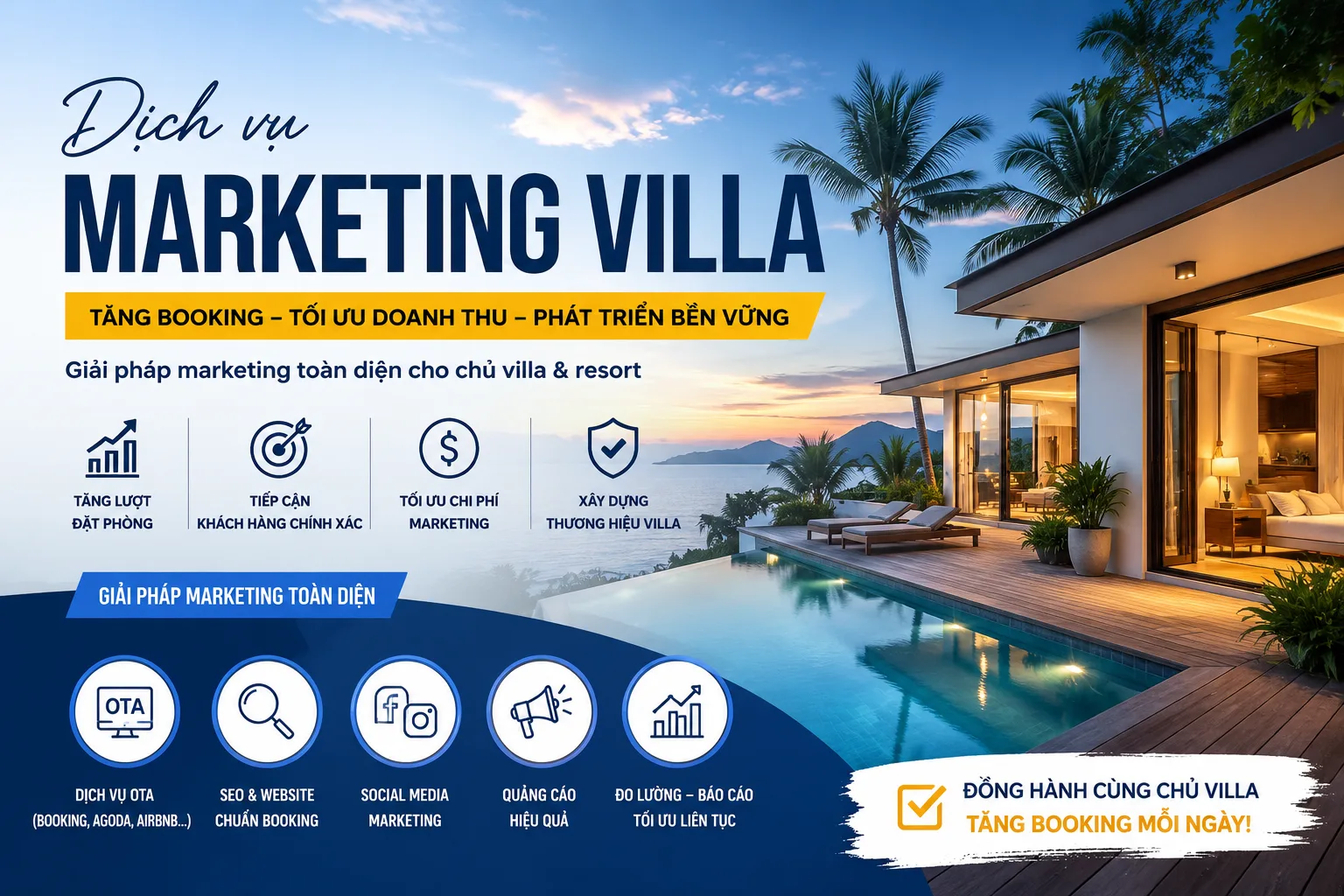 Dịch vụ marketing villa: Xây hệ thống bán phòng và tăng hiệu quả kinh doanh
