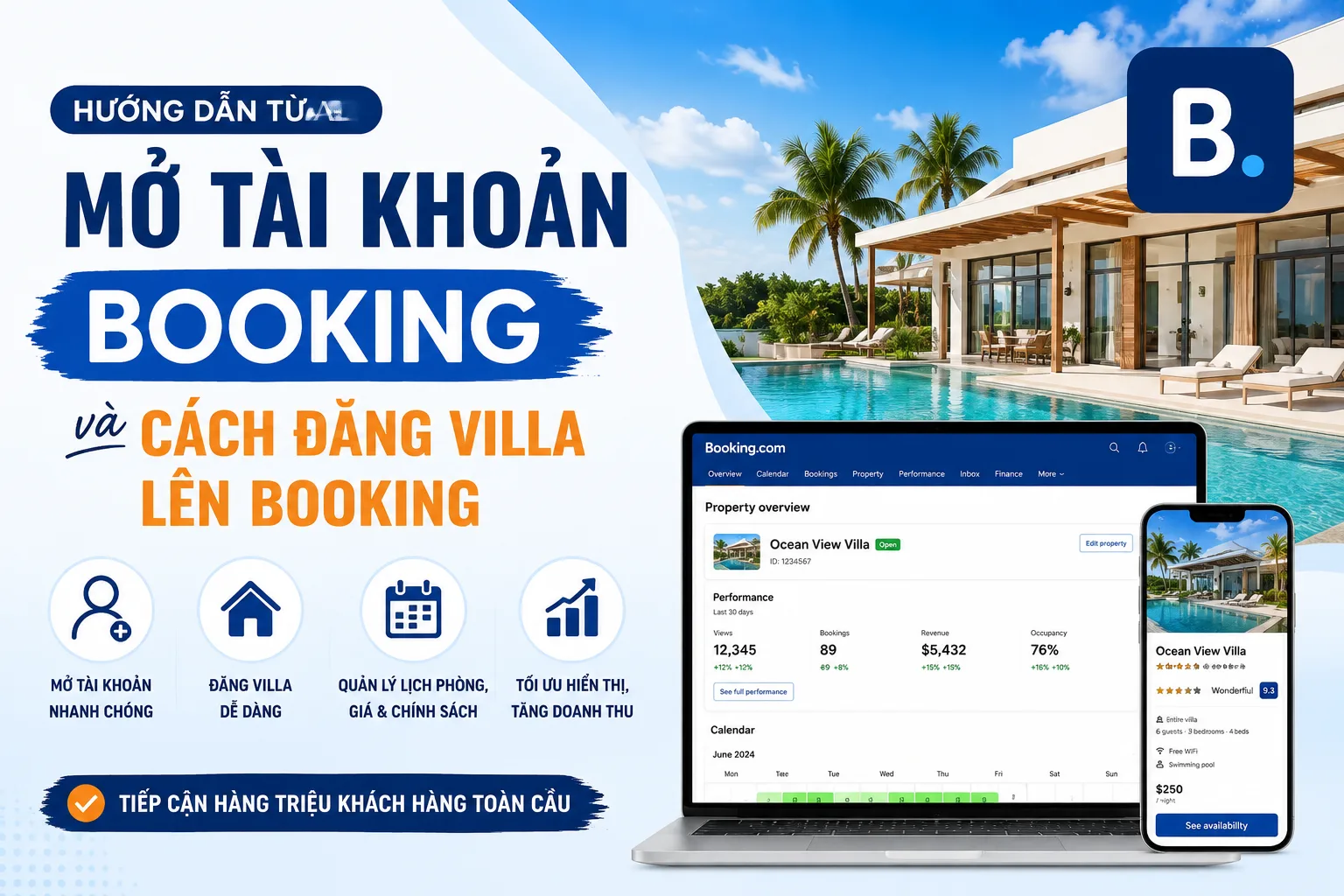 Mở tài khoản Booking: Cách đăng villa lên Booking từ A đến Z