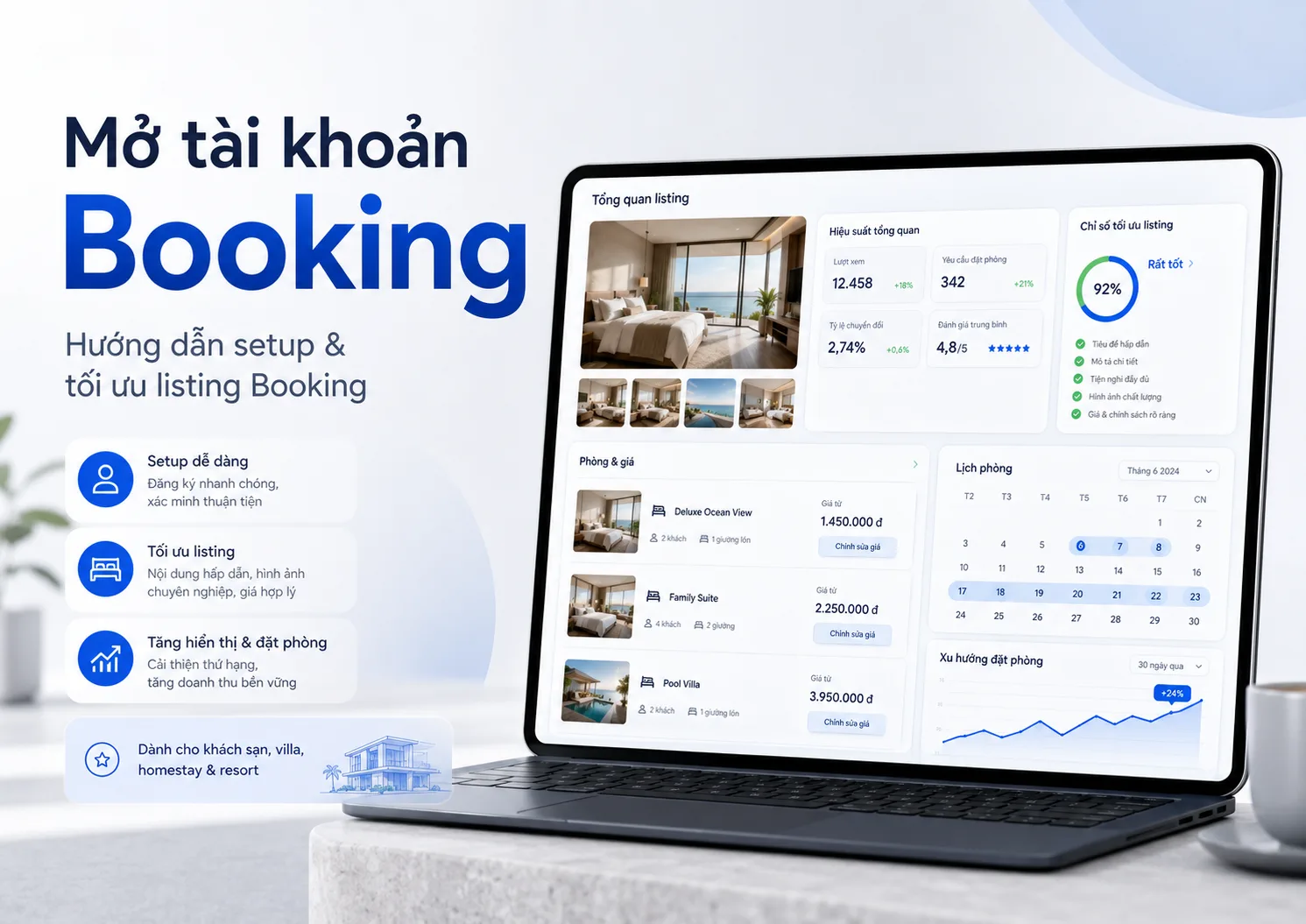 Mở tài khoản Booking: Hướng dẫn setup & tối ưu listing Booking