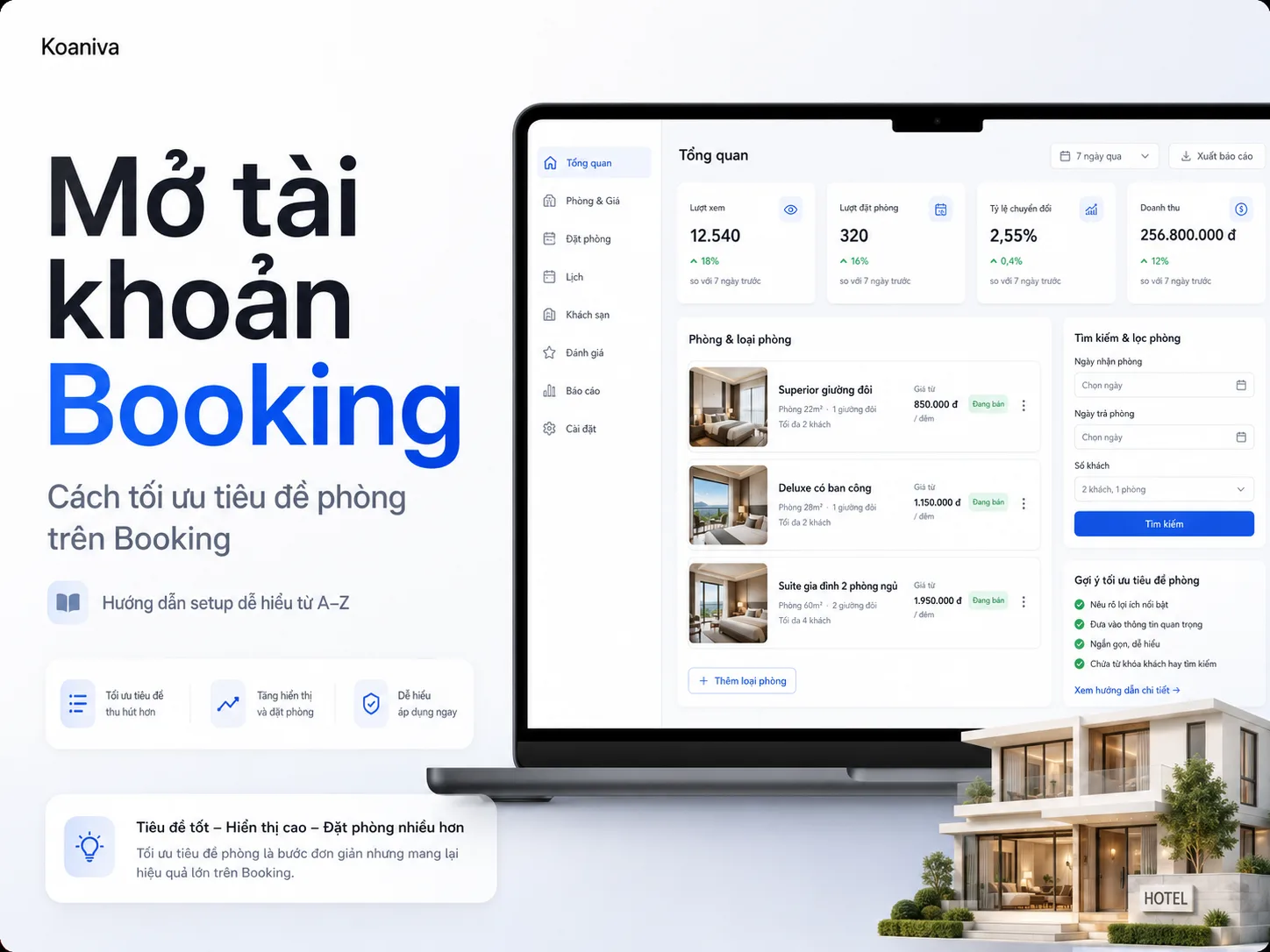 Mở tài khoản Booking: Cách tối ưu tiêu đề phòng dễ hiểu, dễ bán
