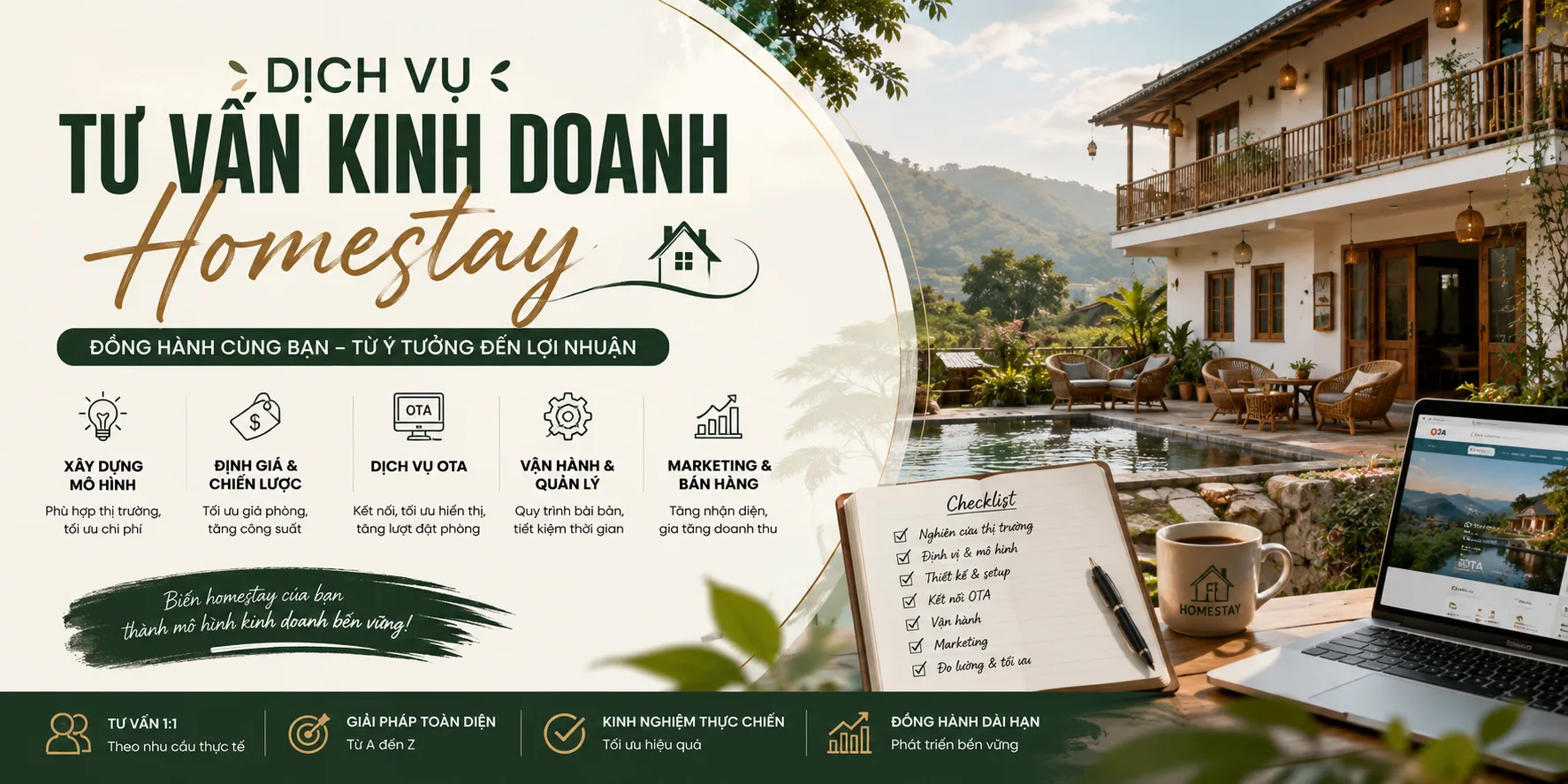 Dịch vụ tư vấn kinh doanh homestay: từ mô hình, vận hành đến OTA và doanh thu