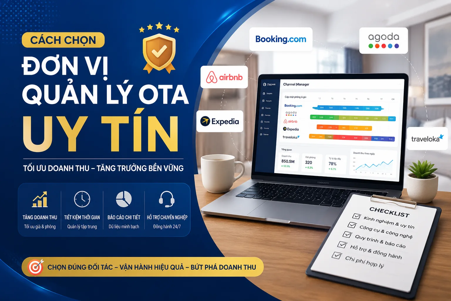 Đơn vị quản lý OTA uy tín: Tiêu chí chọn, quy trình và checklist thực tế
