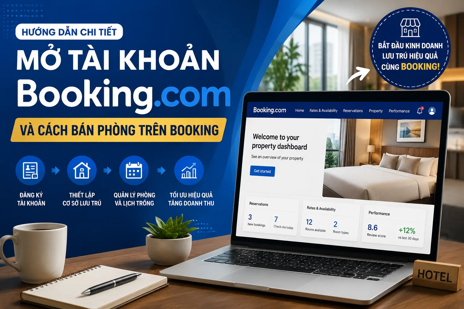 Mở tài khoản Booking: Hướng dẫn đăng ký và bán phòng từ A đến Z