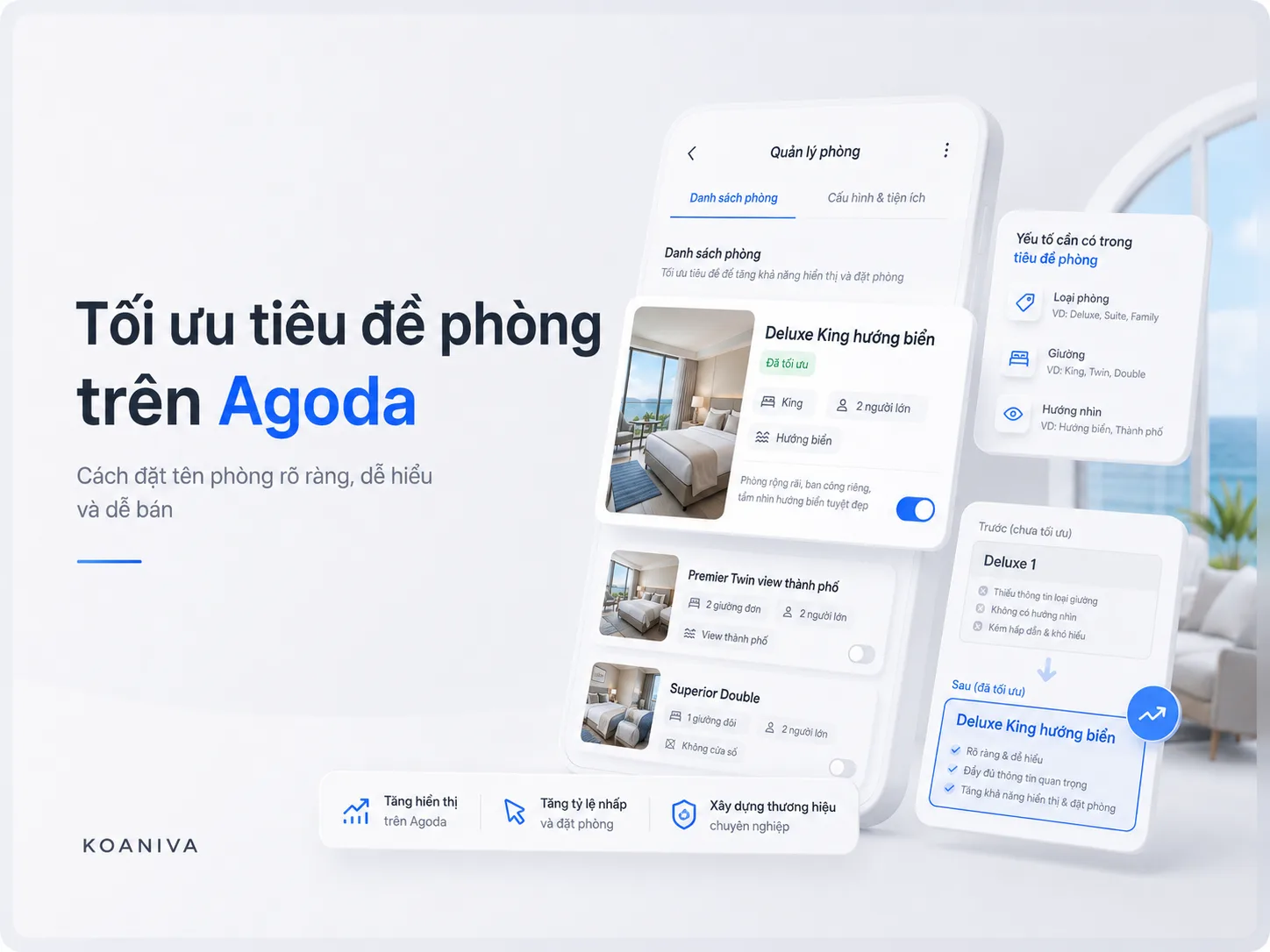 Tối ưu tiêu đề phòng trên Agoda: Cách đặt tên rõ ràng, dễ hiểu và dễ bán