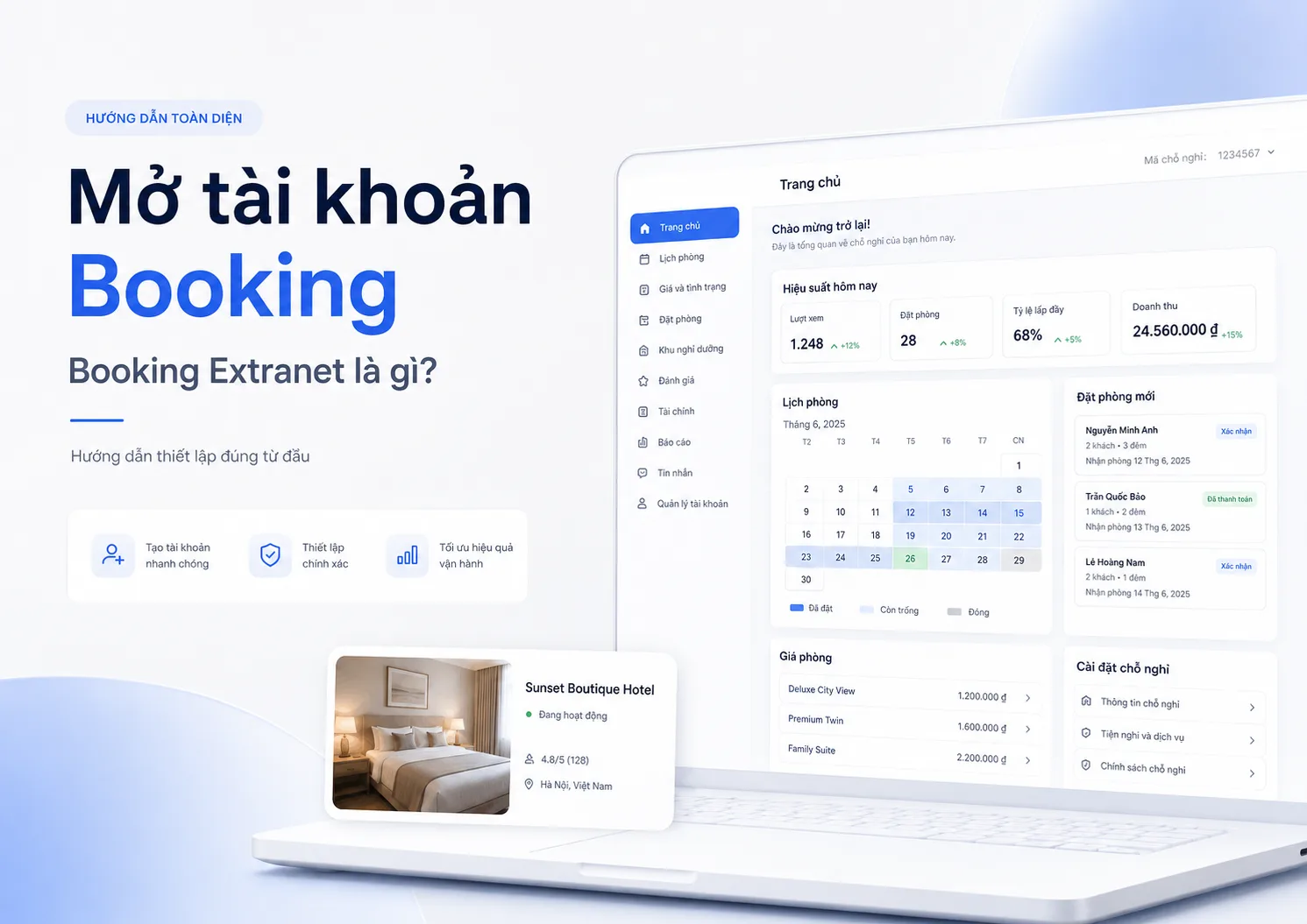 Mở tài khoản Booking: Booking Extranet là gì và cách thiết lập đúng từ đầu