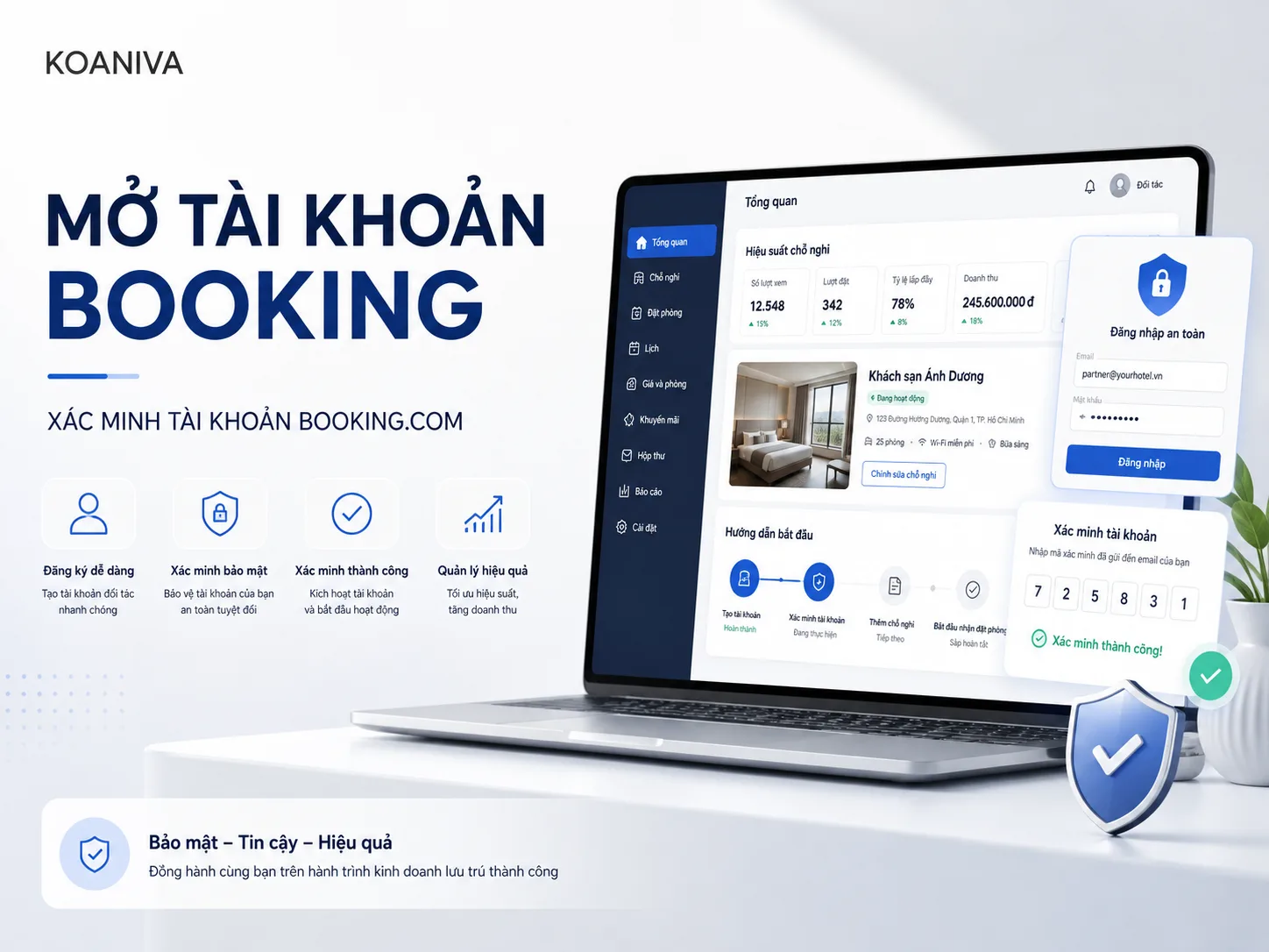 Mở tài khoản Booking: hướng dẫn xác minh tài khoản Booking.com để bắt đầu bán phòng