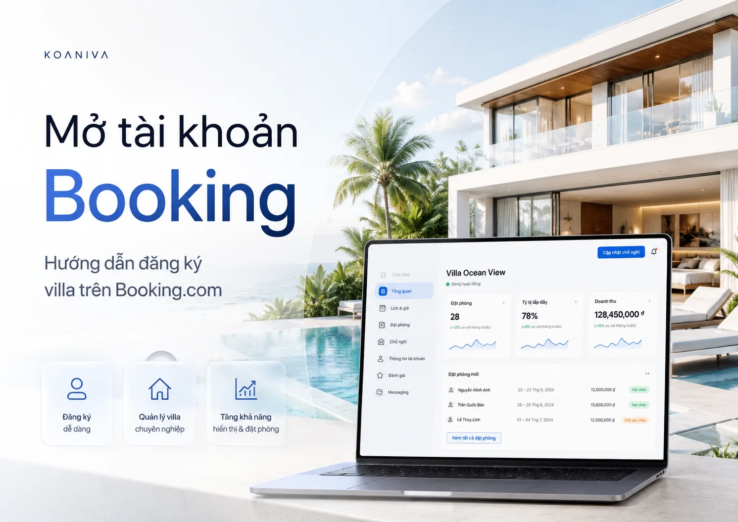 Mở tài khoản Booking: Hướng dẫn đăng ký villa trên Booking.com từ A đến Z