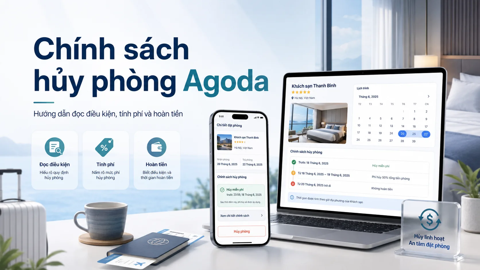 Chính sách hủy phòng Agoda: Hướng dẫn đọc điều kiện, tính phí và hoàn tiền