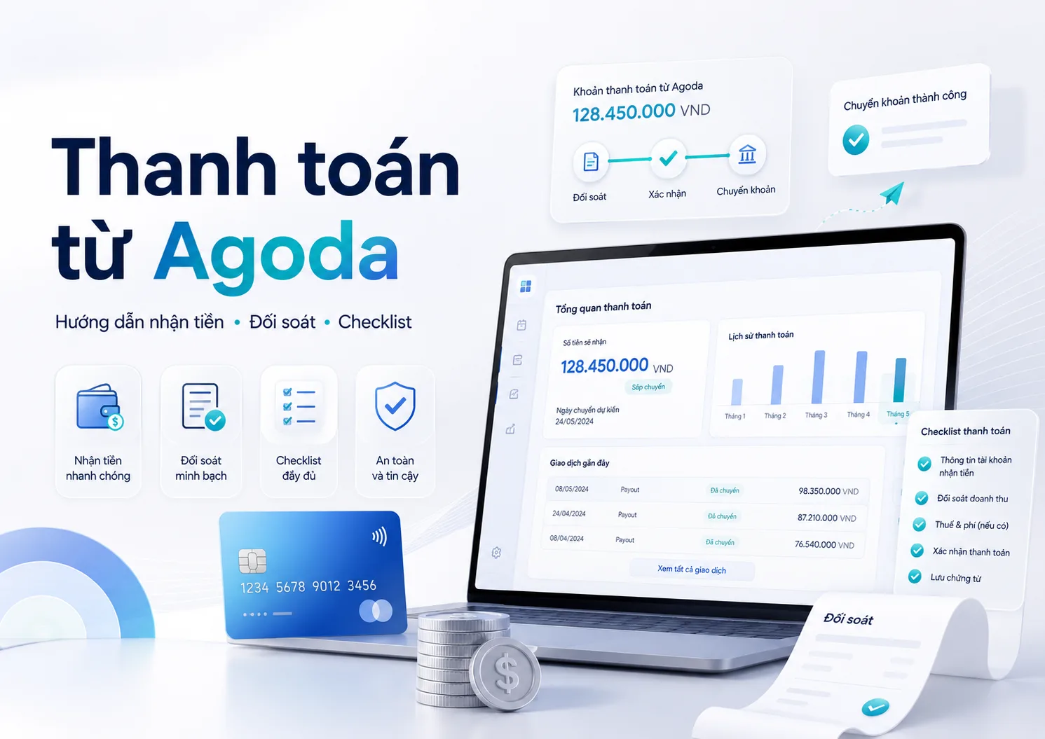 Thanh toán từ Agoda: hướng dẫn nhận tiền, đối soát và checklist cho đối tác lưu trú