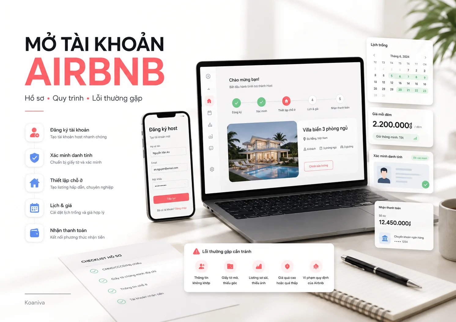Mở tài khoản Airbnb: hồ sơ, quy trình và lỗi thường gặp