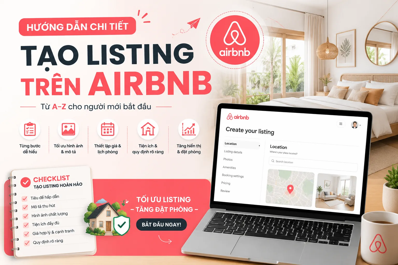 Tạo listing trên Airbnb: Hướng dẫn đầy đủ từ chuẩn bị đến xuất bản